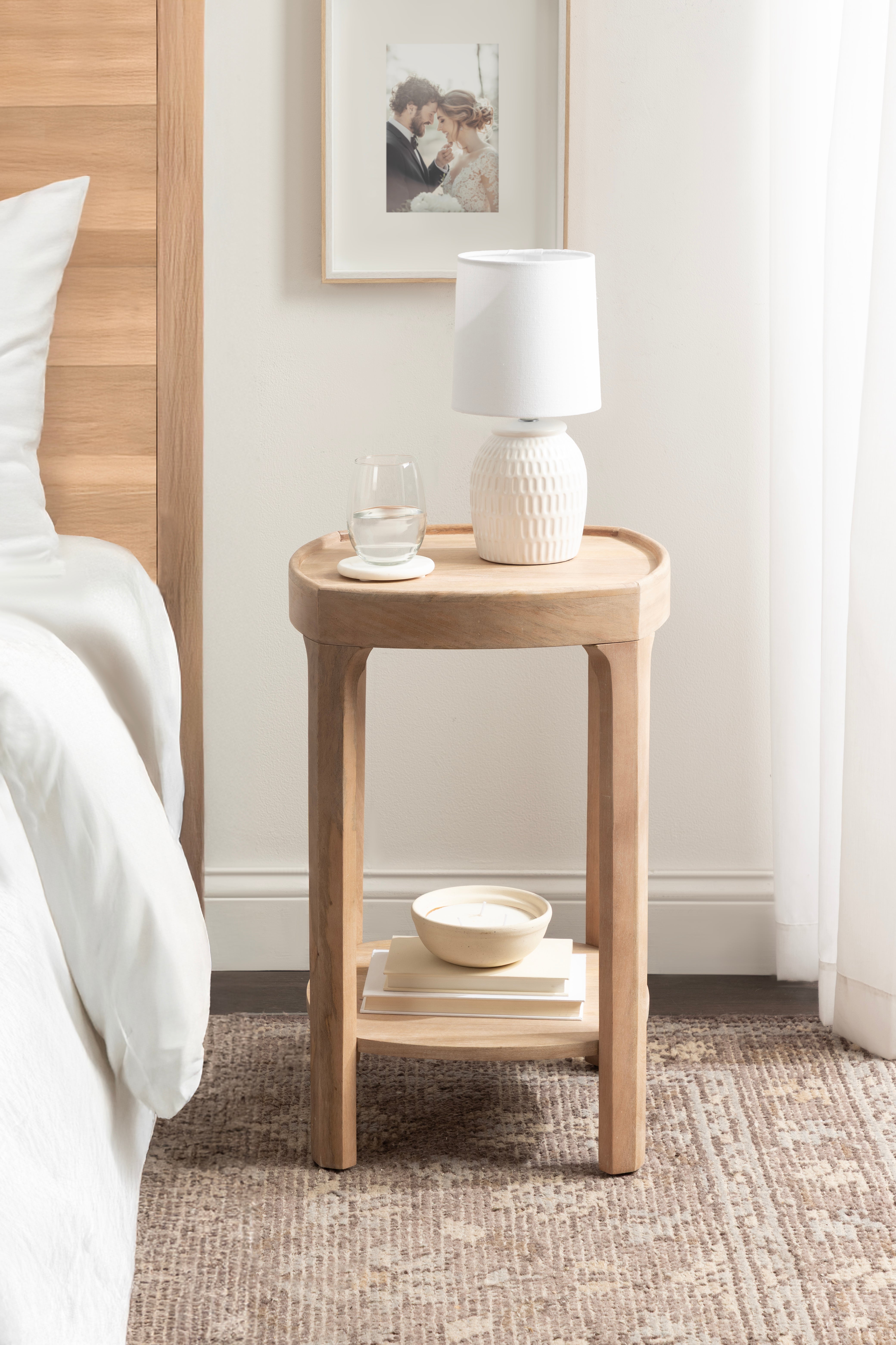 Side Table Natural Beige 16x16x24 7