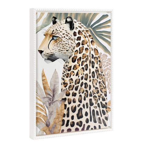 Sylvie Beaded Fern Cheetah Framed Canvas by Inkheart Designs