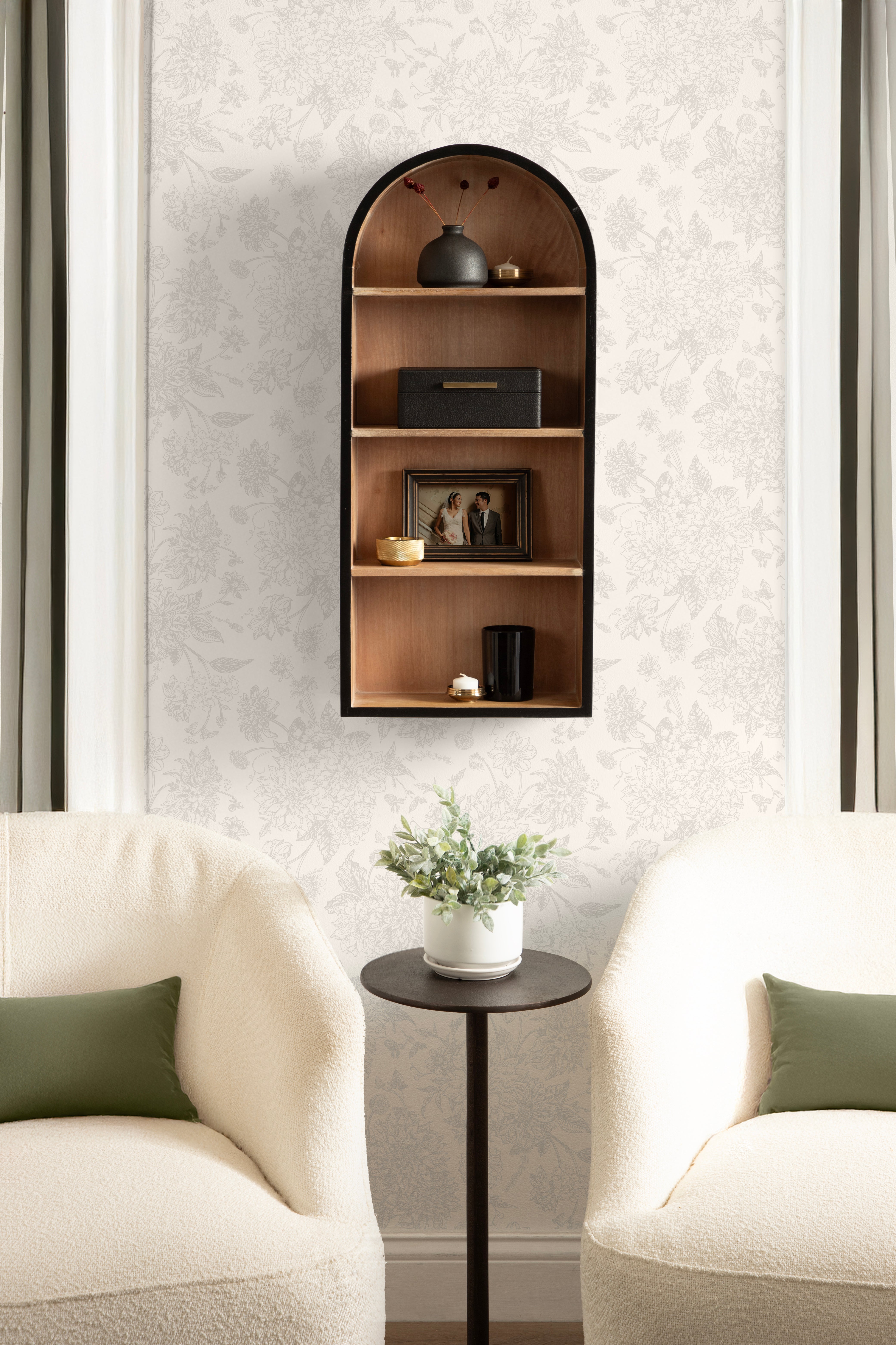 Accent Shelf Black Natural Beige 14x6x33 7