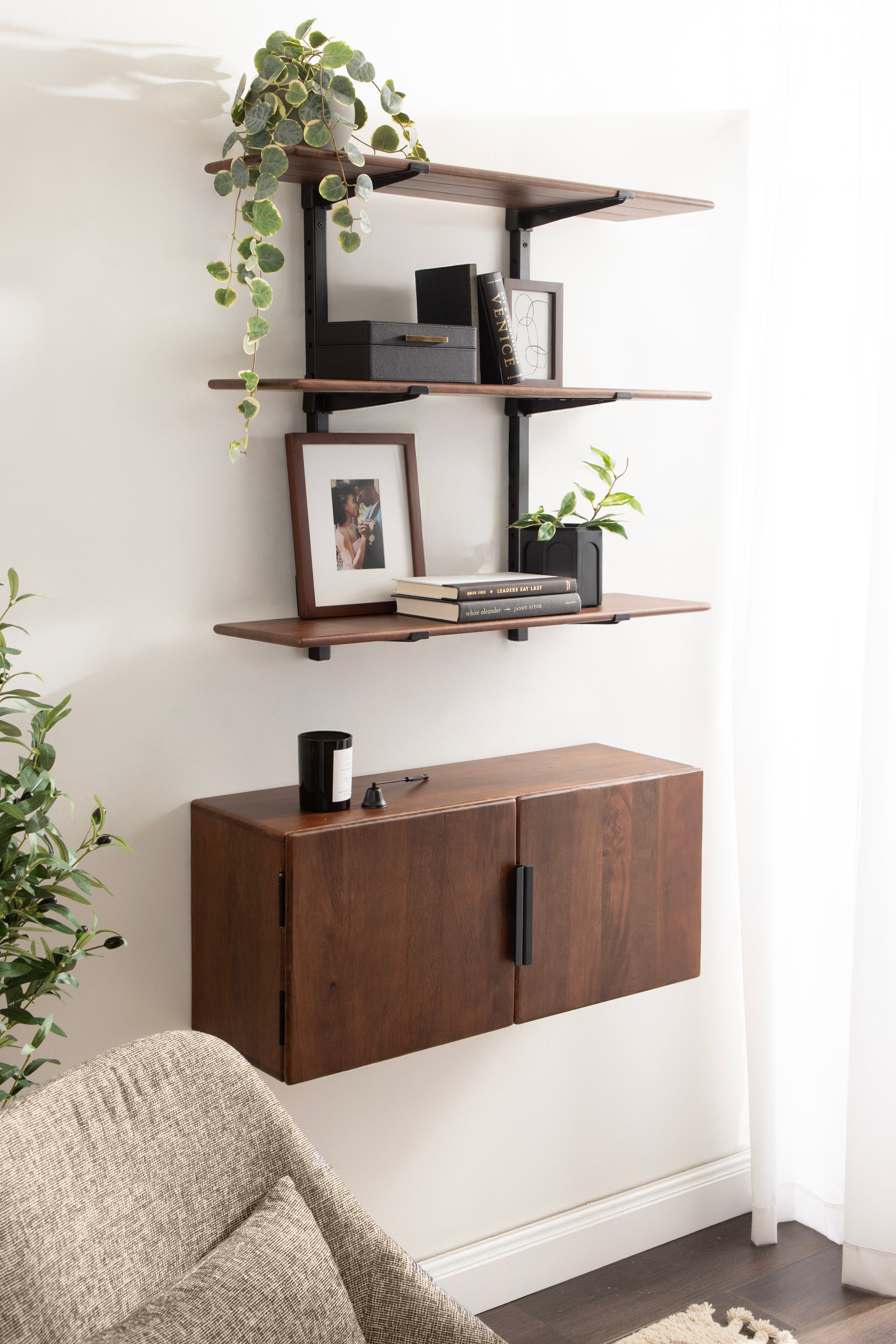 Cabinet Walnut Brown 32x10x14 8