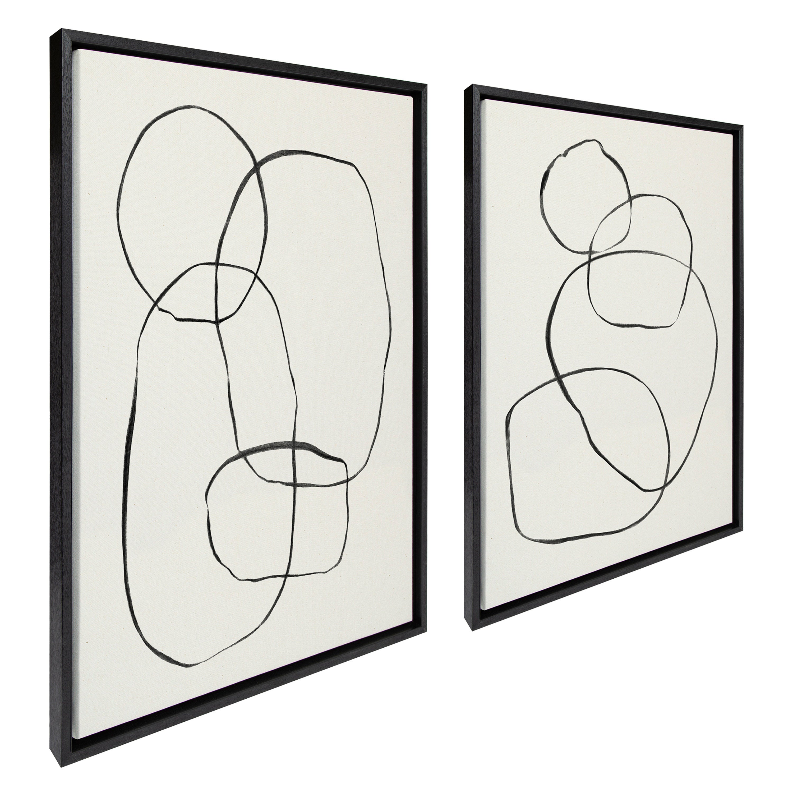 Sylvie Going in Circles Framed Textured Canvas Set by Teju Reval of SnazzyHues