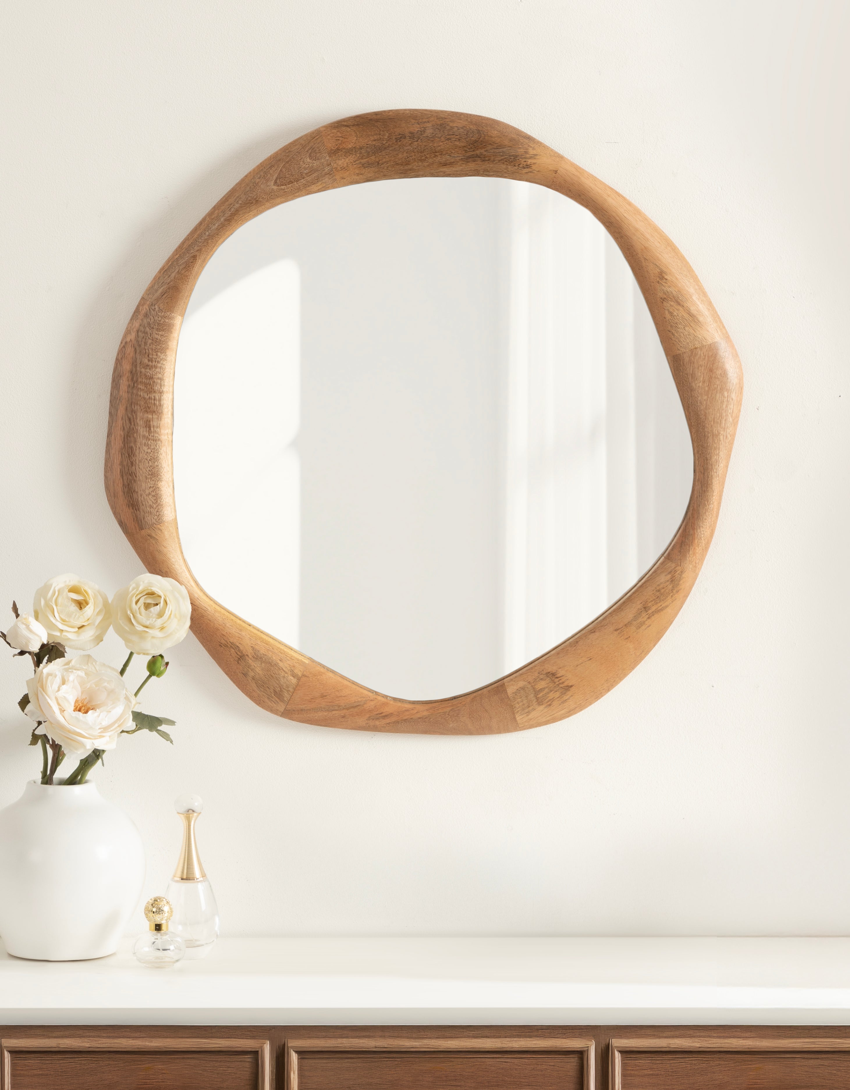 Hera Round Mirror Wood