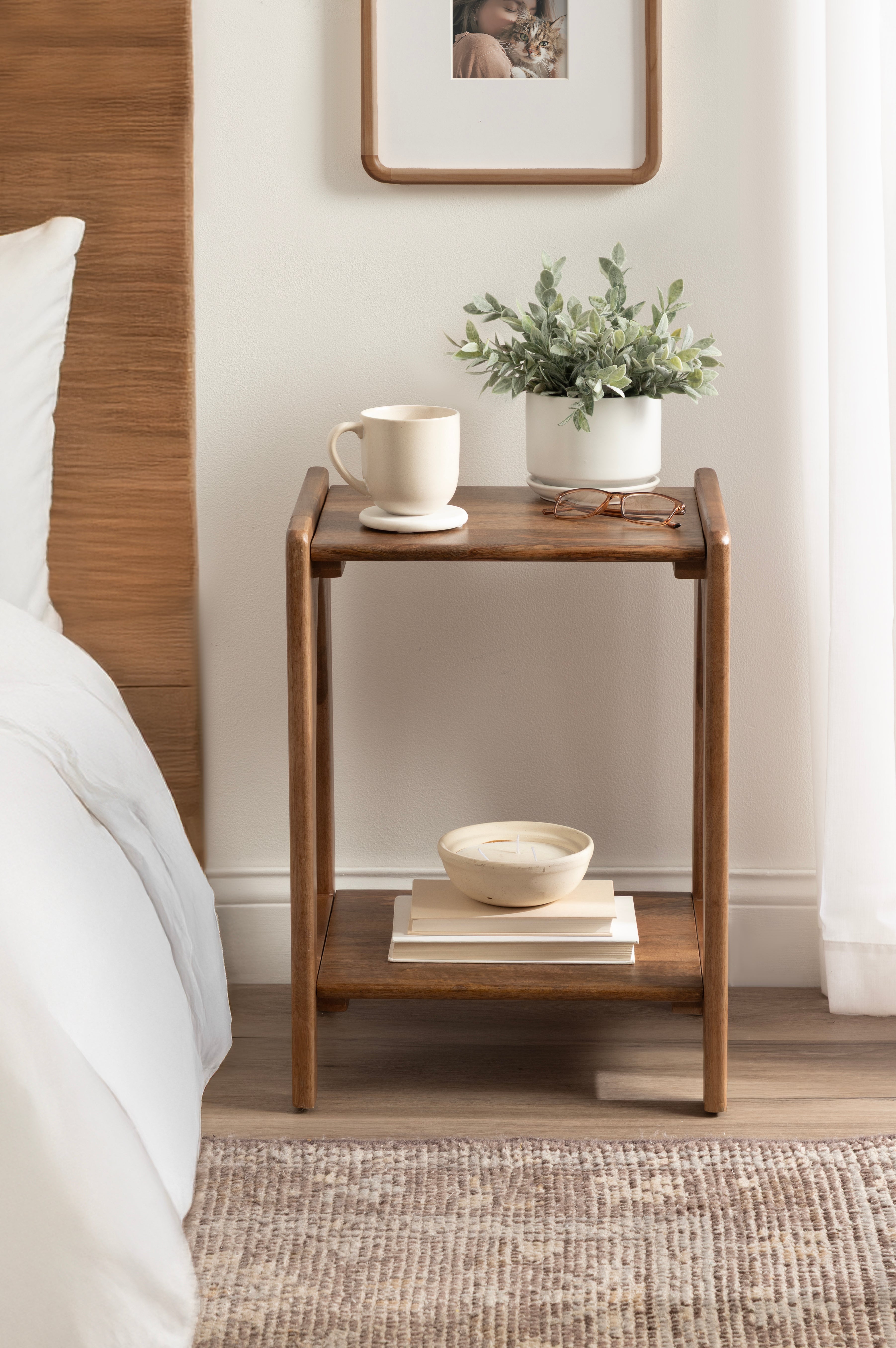 Side Table Walnut Brown 16x14x22 8