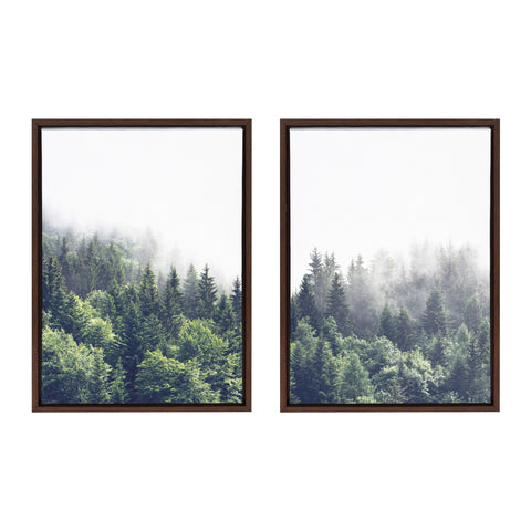 Sylvie Lush Green Forest on a Foggy Day Framed Canvas Set by The Creative Bunch Studio