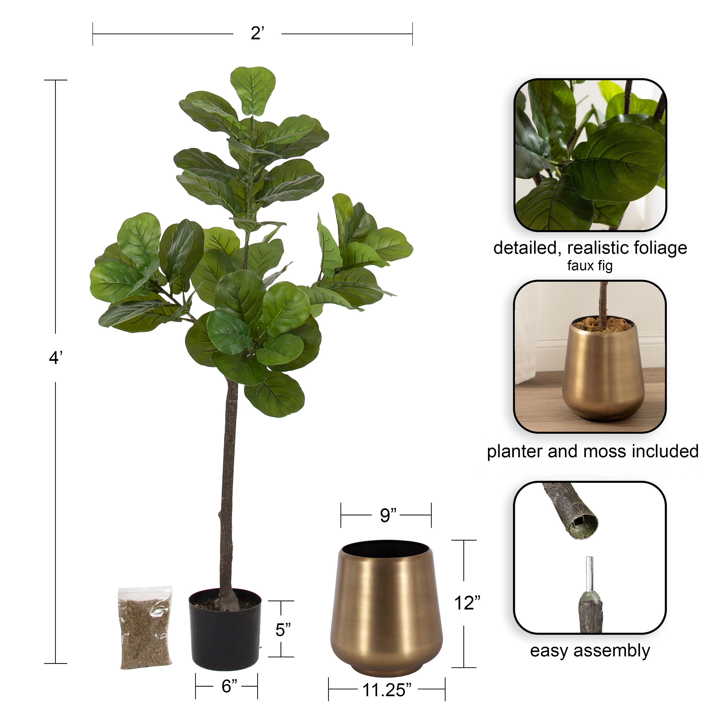 Faux Tree Gold 4' 2