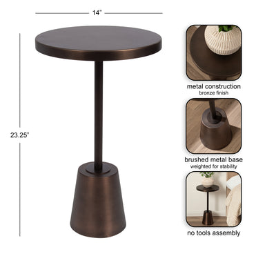 Side Table Bronze 14x14x24 2