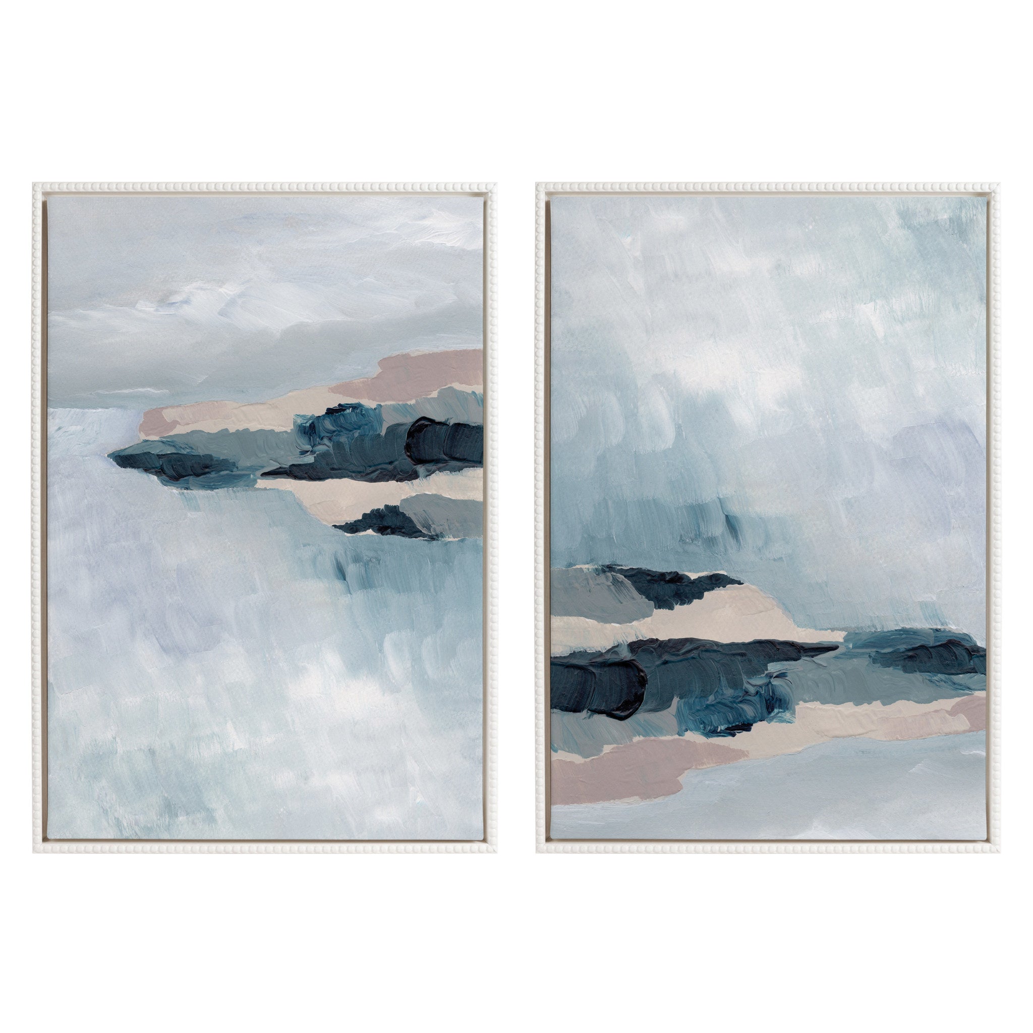 Sylvie Beaded Coast 2 v1 and Coast 2 v2 Framed Canvas Art Set by Nikita Jariwala