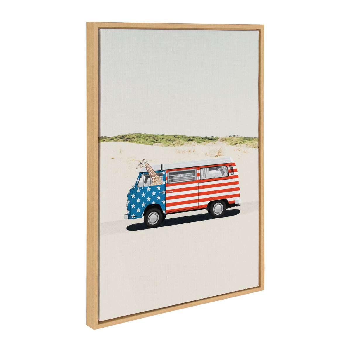 Kate and Laurel Sylvie USA Retro Beach Van Framed Canvas Wall Art by ...