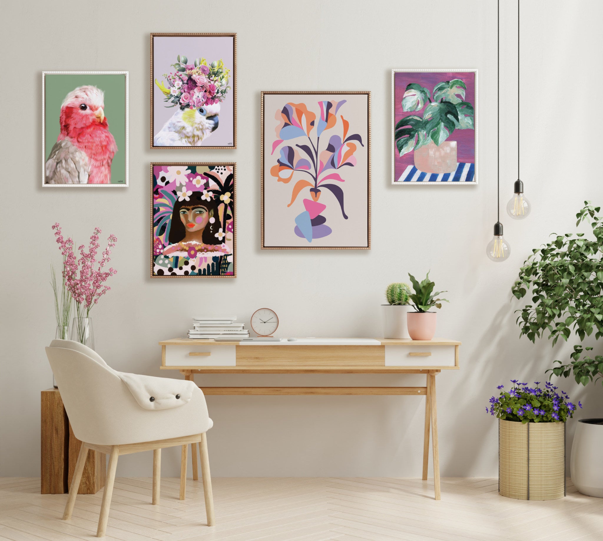 Sylvie Beaded Regal Galah Framed Canvas by Inkheart Designs