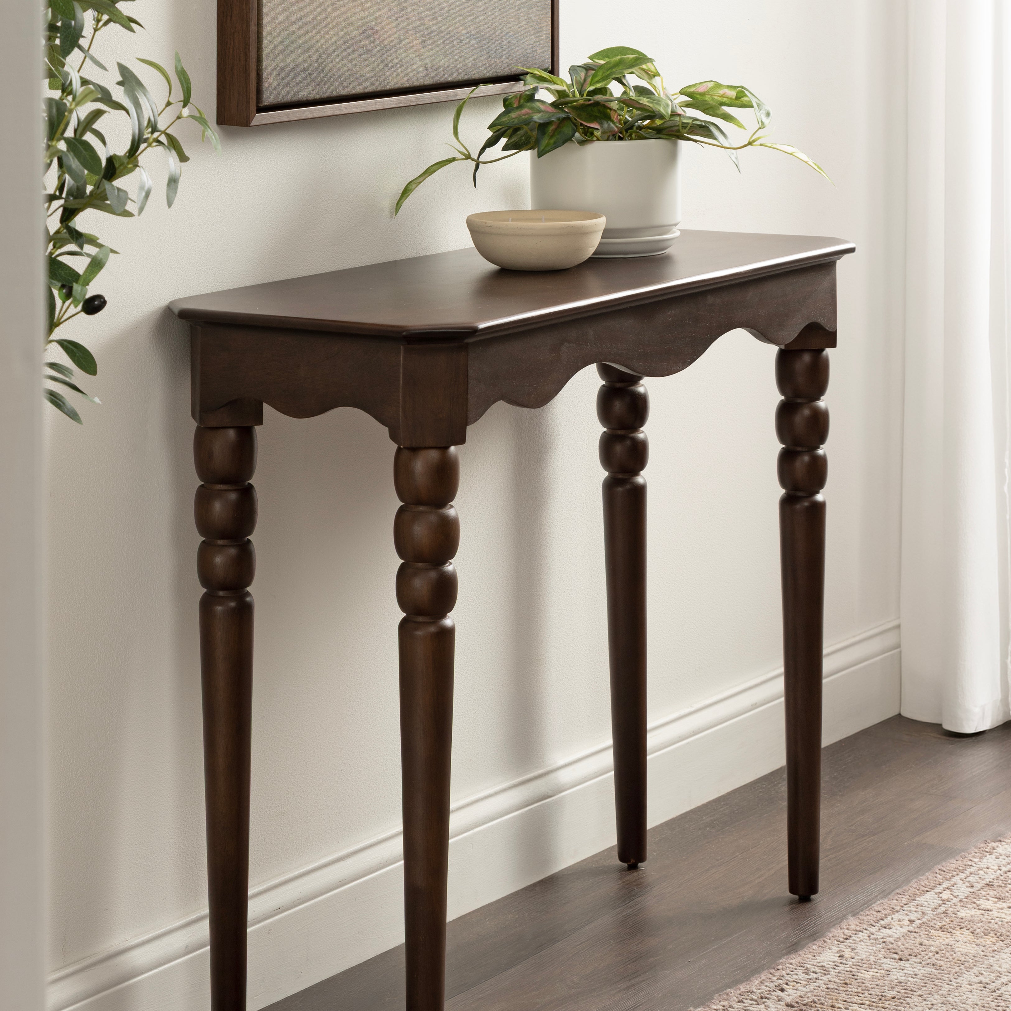 Console Table 36x15x31 White Dark Brown 7