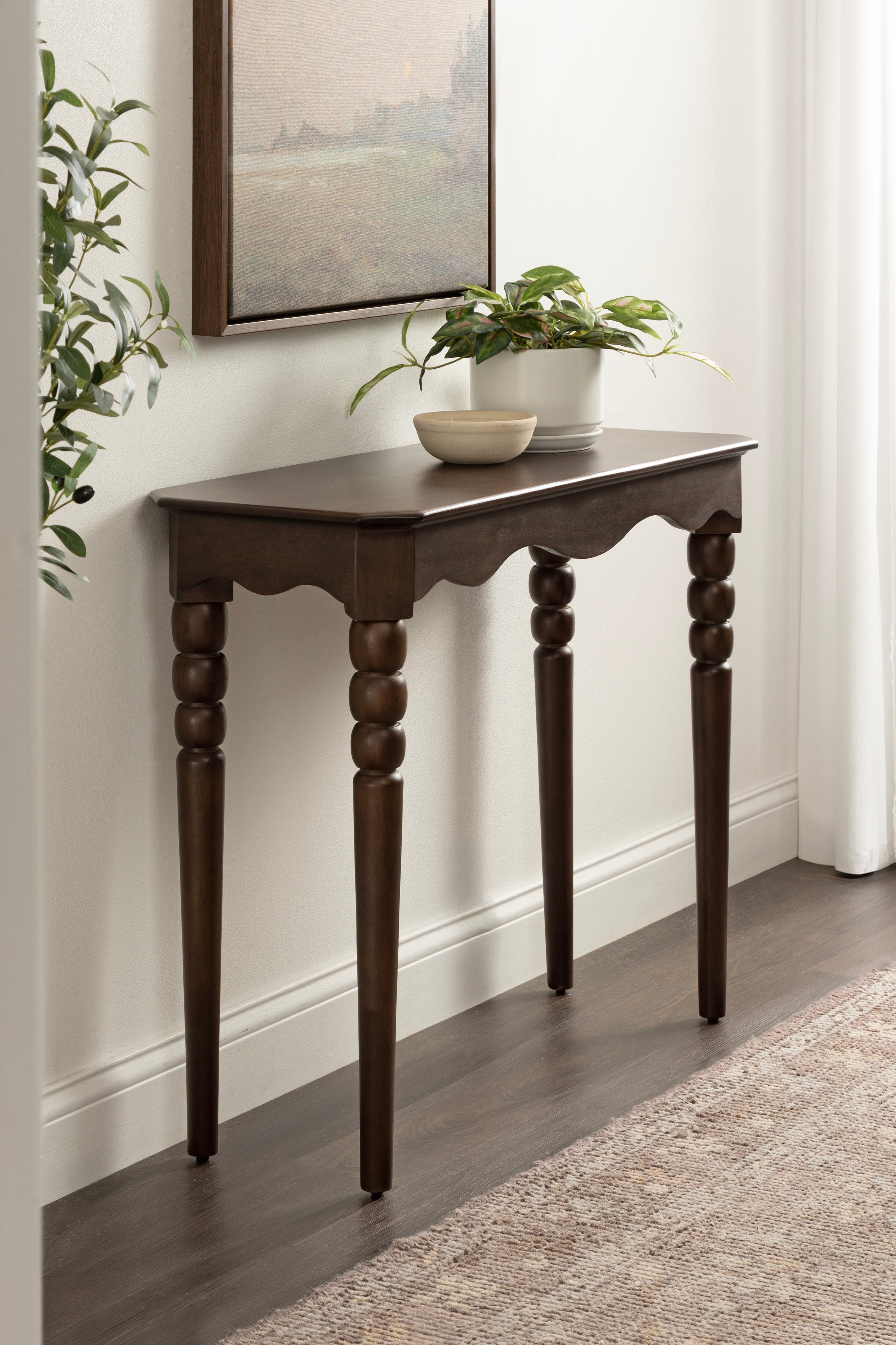 Console Table 36x15x31 White Dark Brown 7