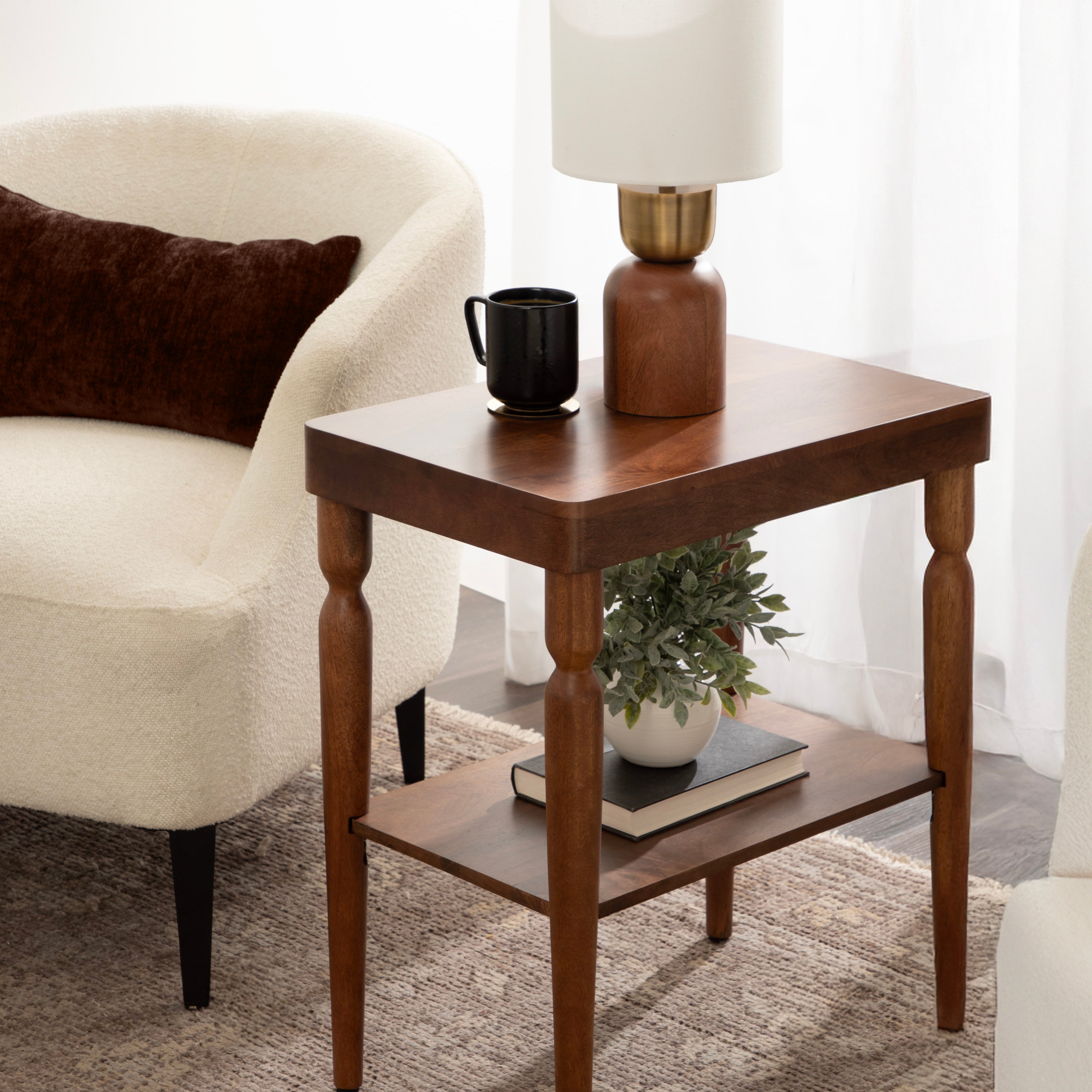 Side Table 22x14x26 Walnut Brown 6