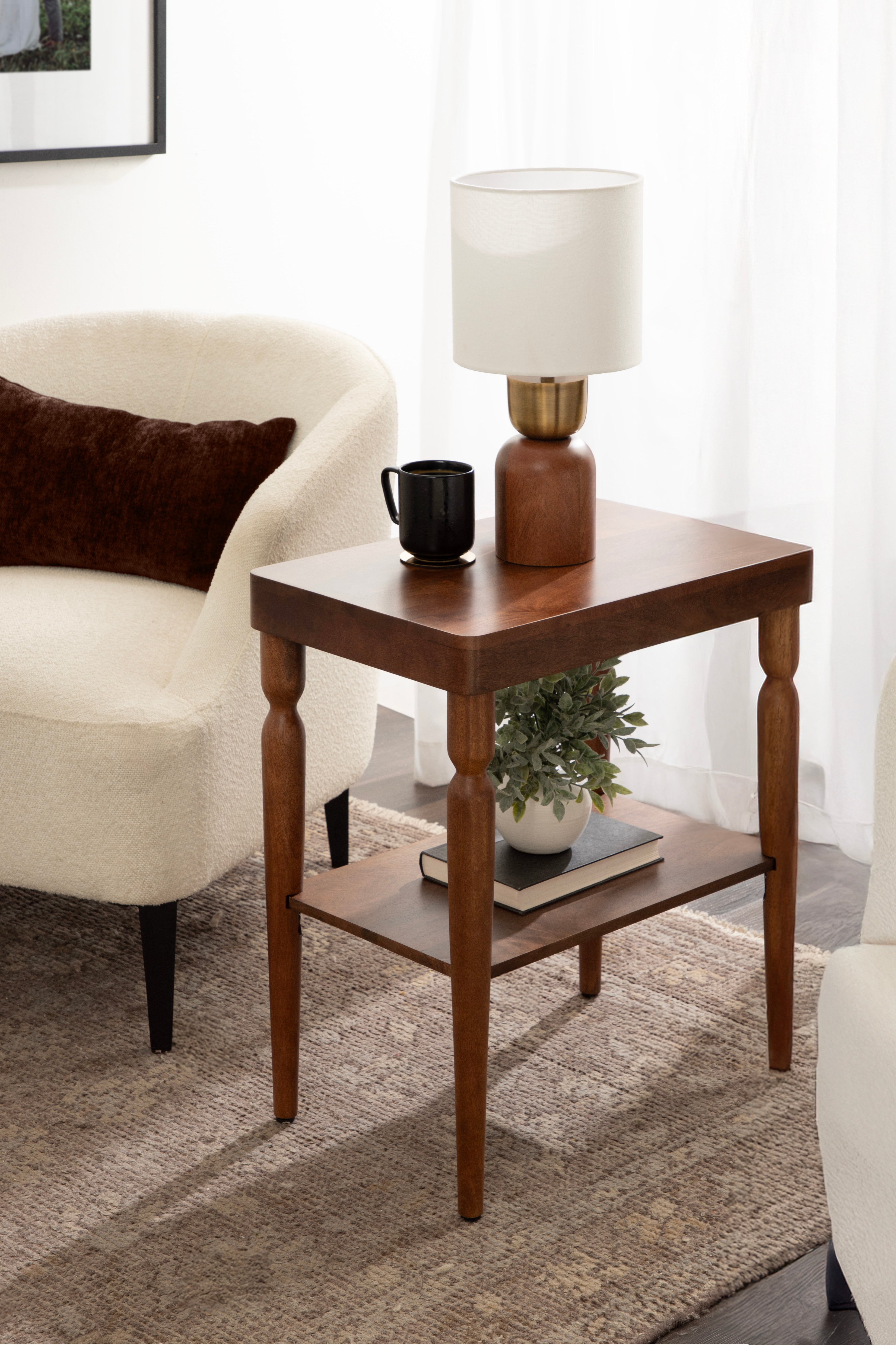 Side Table 22x14x26 Walnut Brown 6
