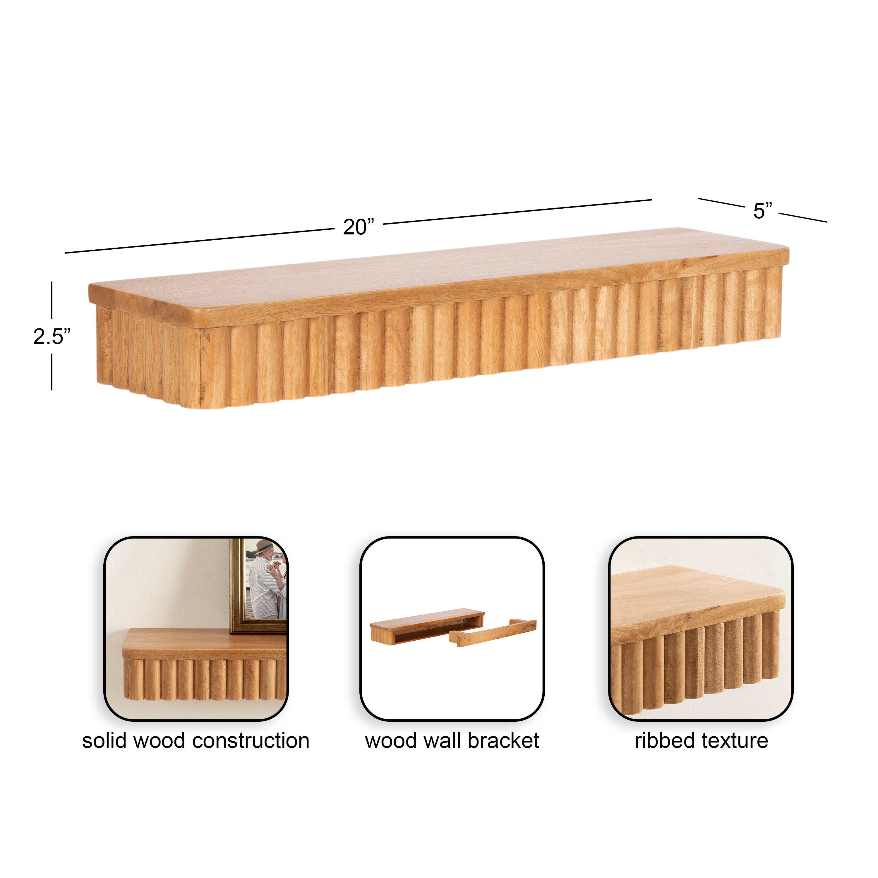 Floating Shelf 2 Piece 20" Natural 2