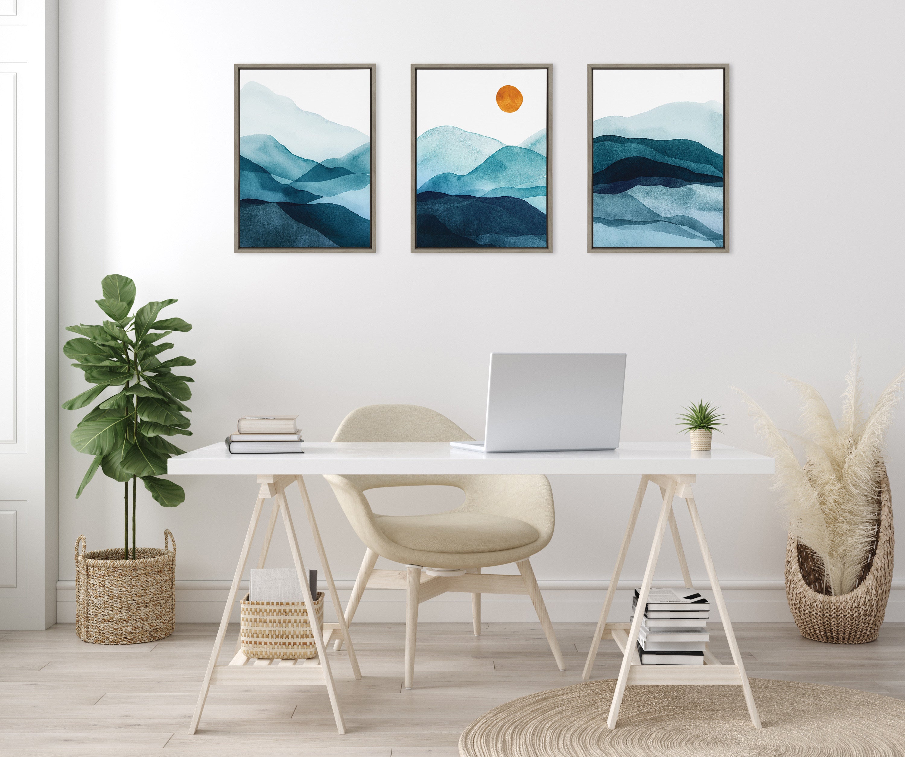 Sylvie Blue Mountain Range Framed Canvas Set by Amy Lighthall