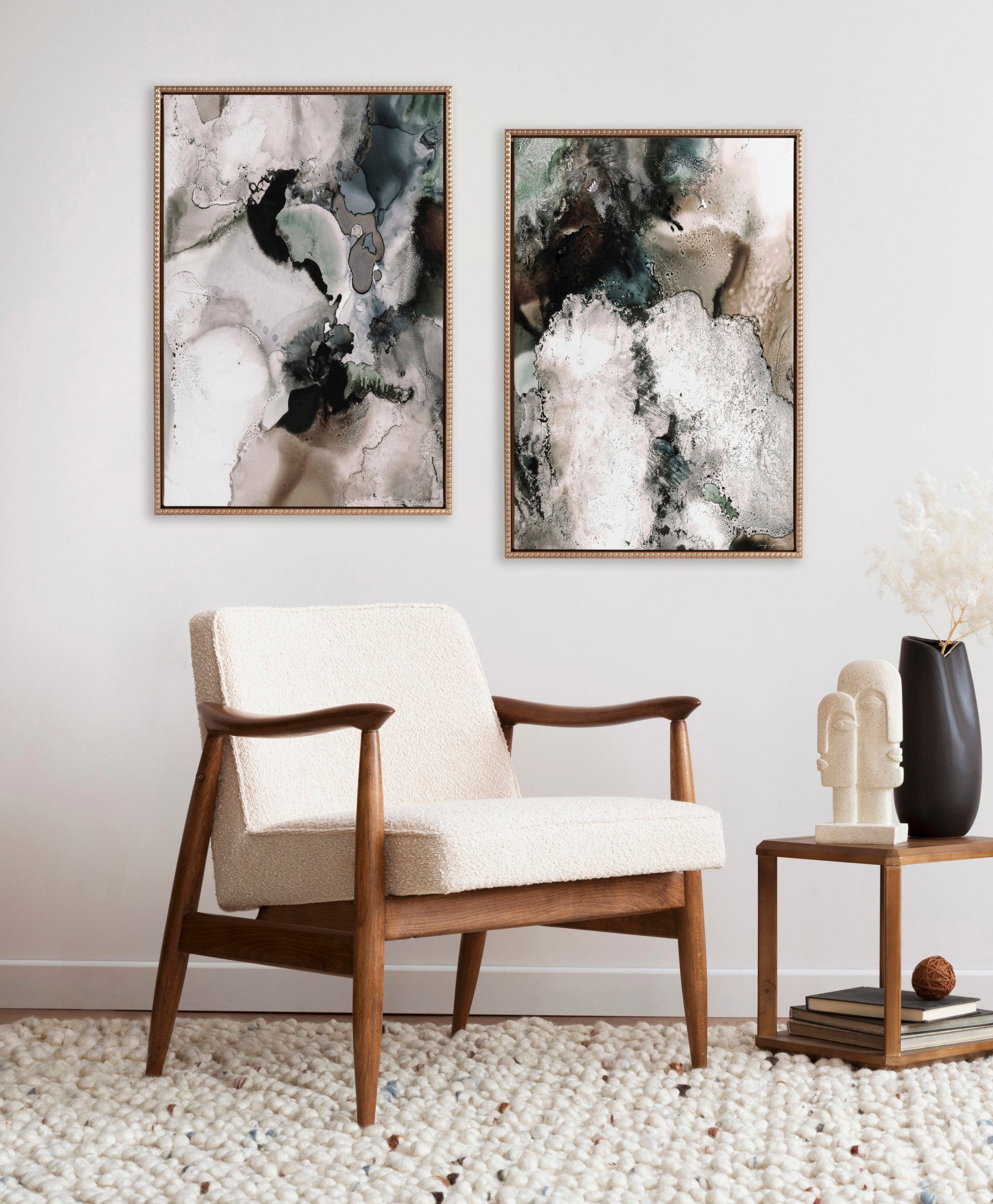 Sylvie Beaded Contour Flow I and II Framed Canvas Art Set by Amy Lighthall