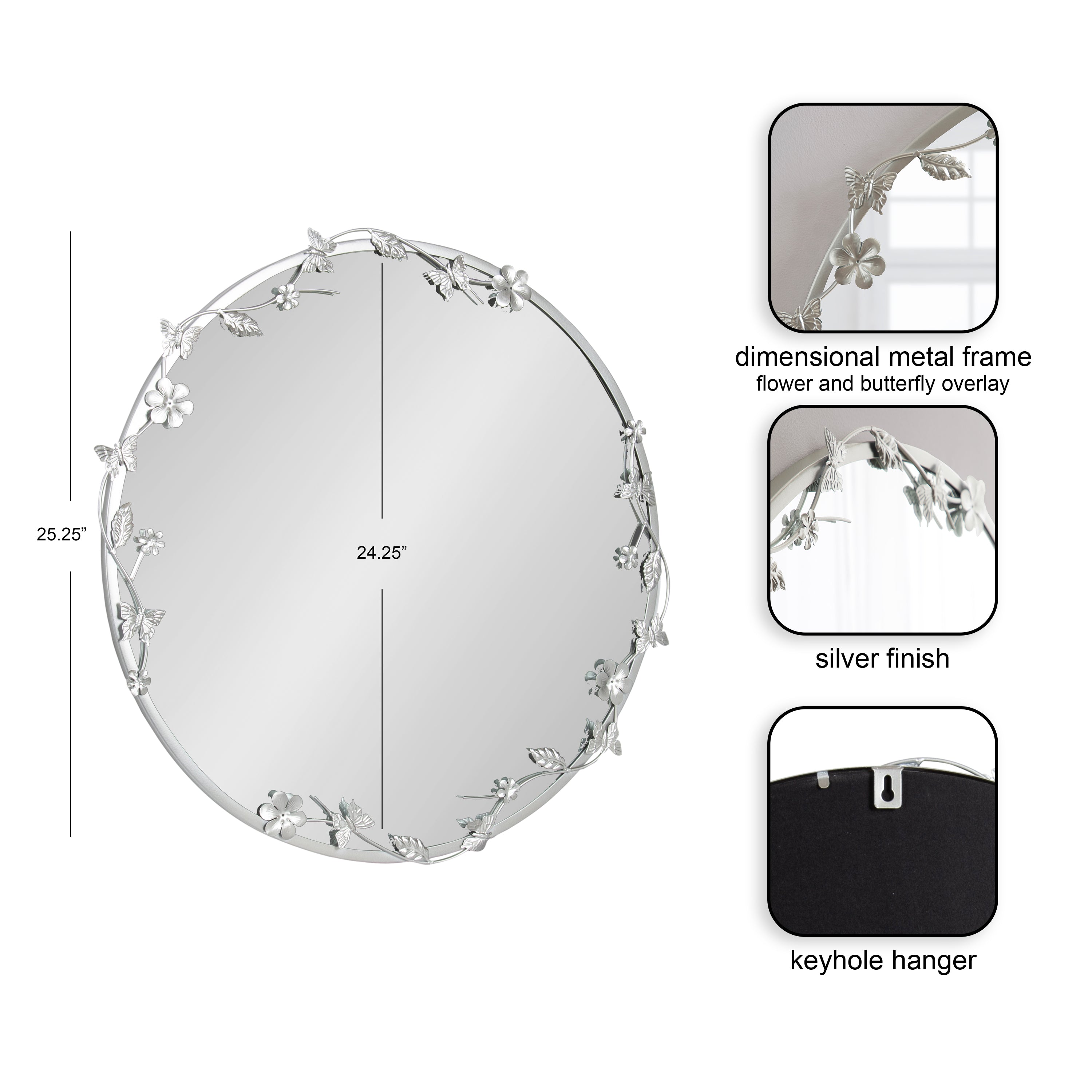 Round Mirror 26x26 Silver 2