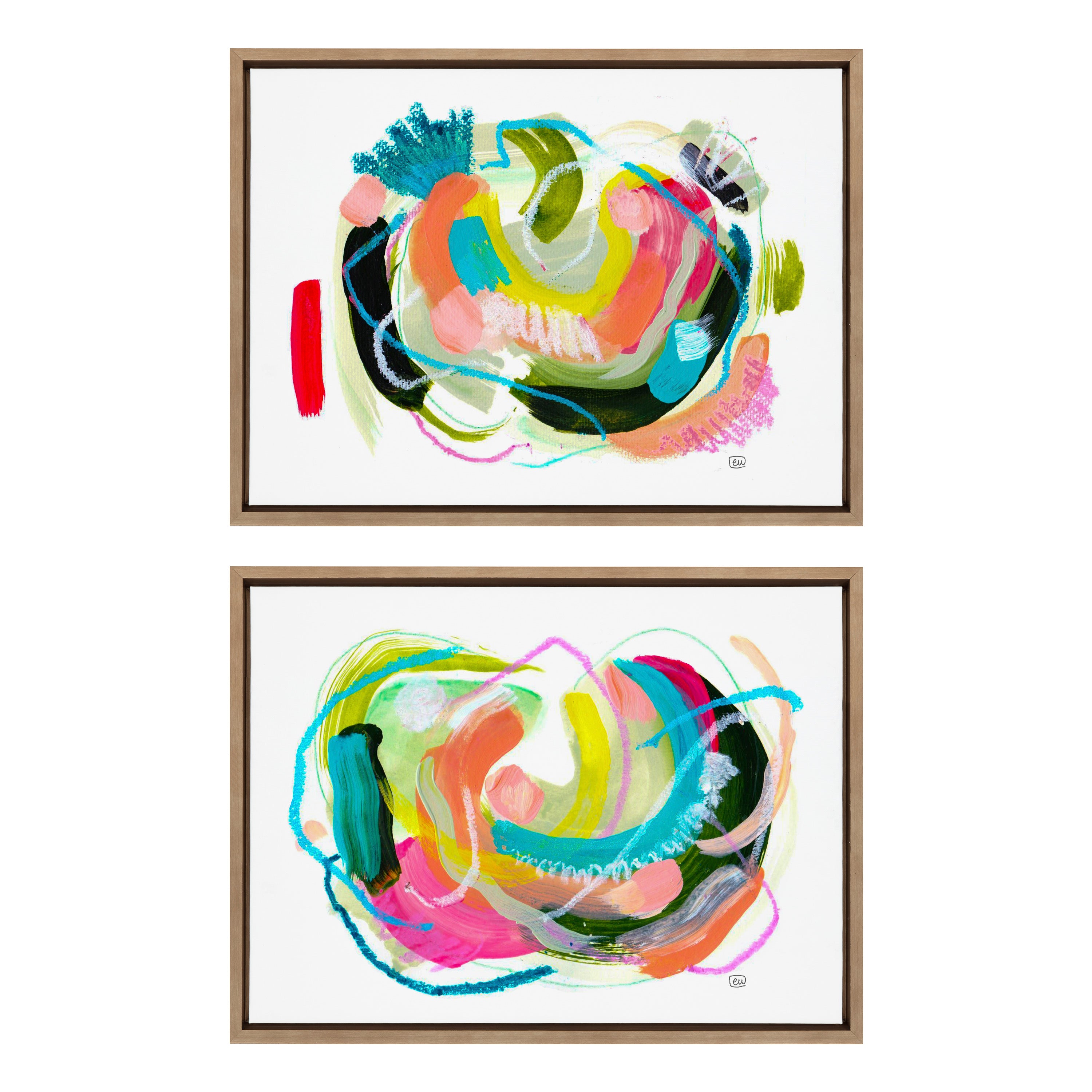 Sylvie Joy No 1 and 2 Framed Canvas Art Set by Erika Wynn