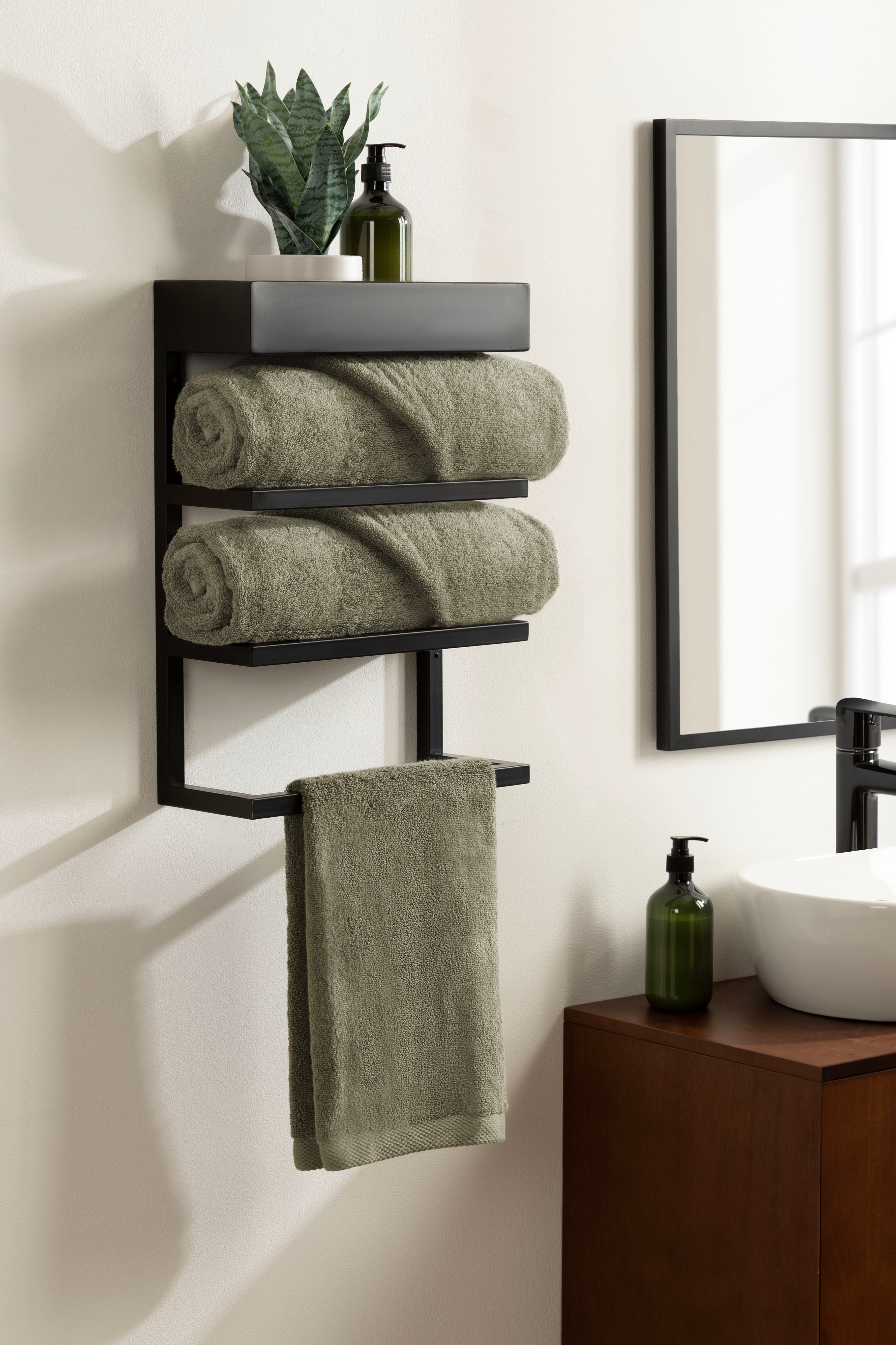 Towel Rack Black 14x6x20 6