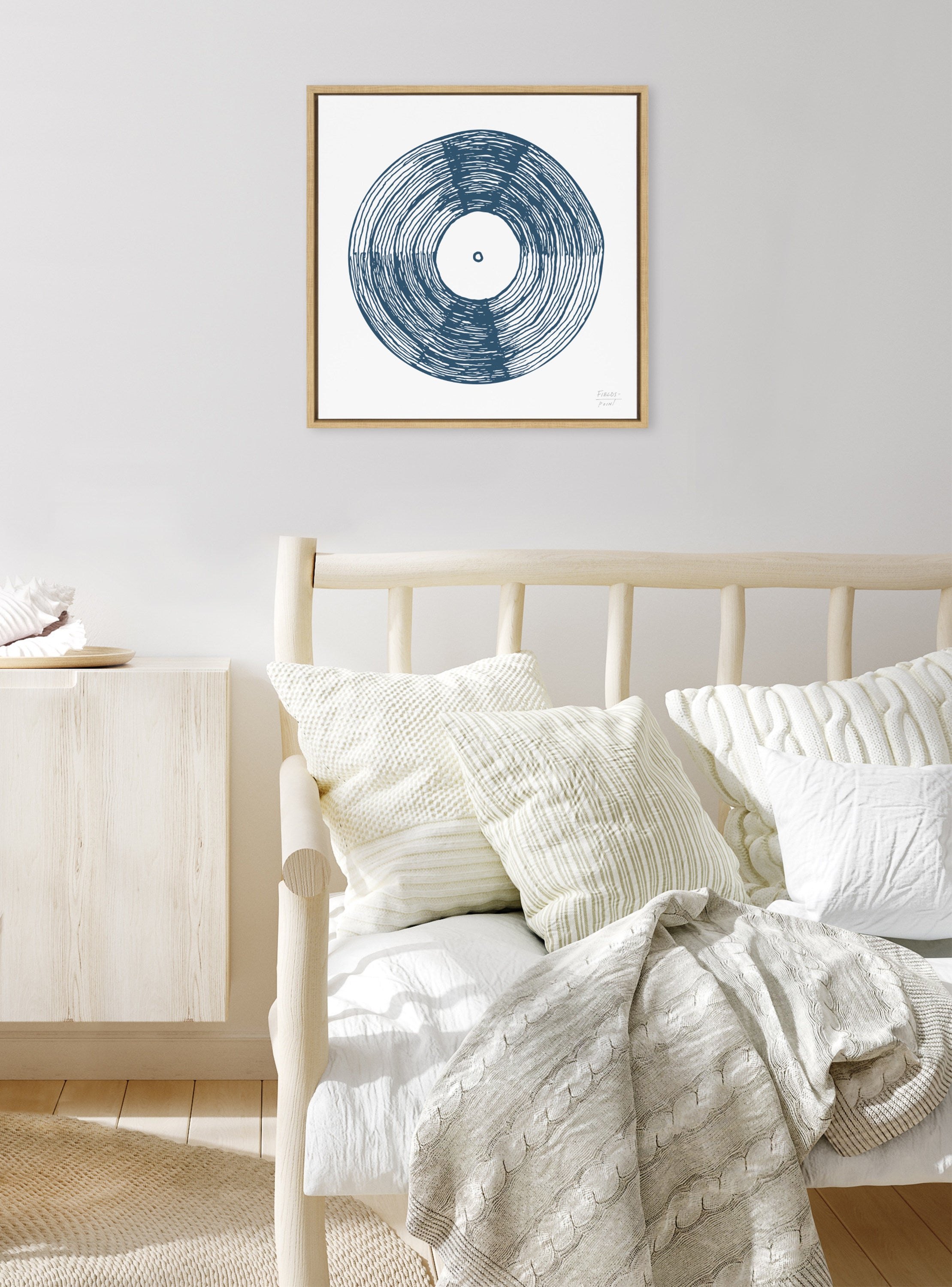 Sylvie Record Blue Framed Canvas by Statement Goods