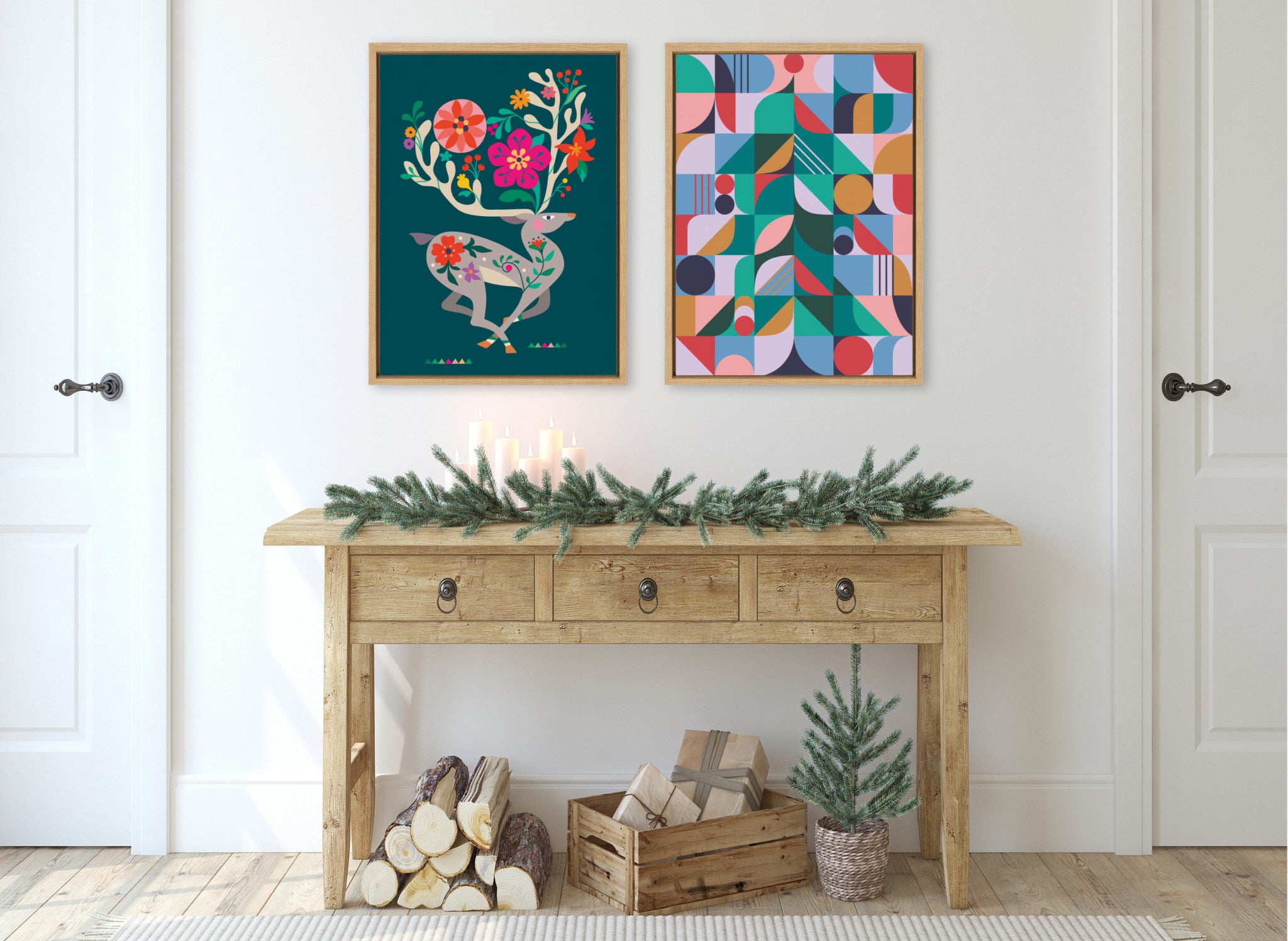 Sylvie Reindeer 2 Framed Canvas by Rachel Lee of My Dream Wall
