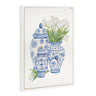 Sylvie Beaded Chinoiserie Jars with White Tulips Framed Canvas by Patricia Shaw