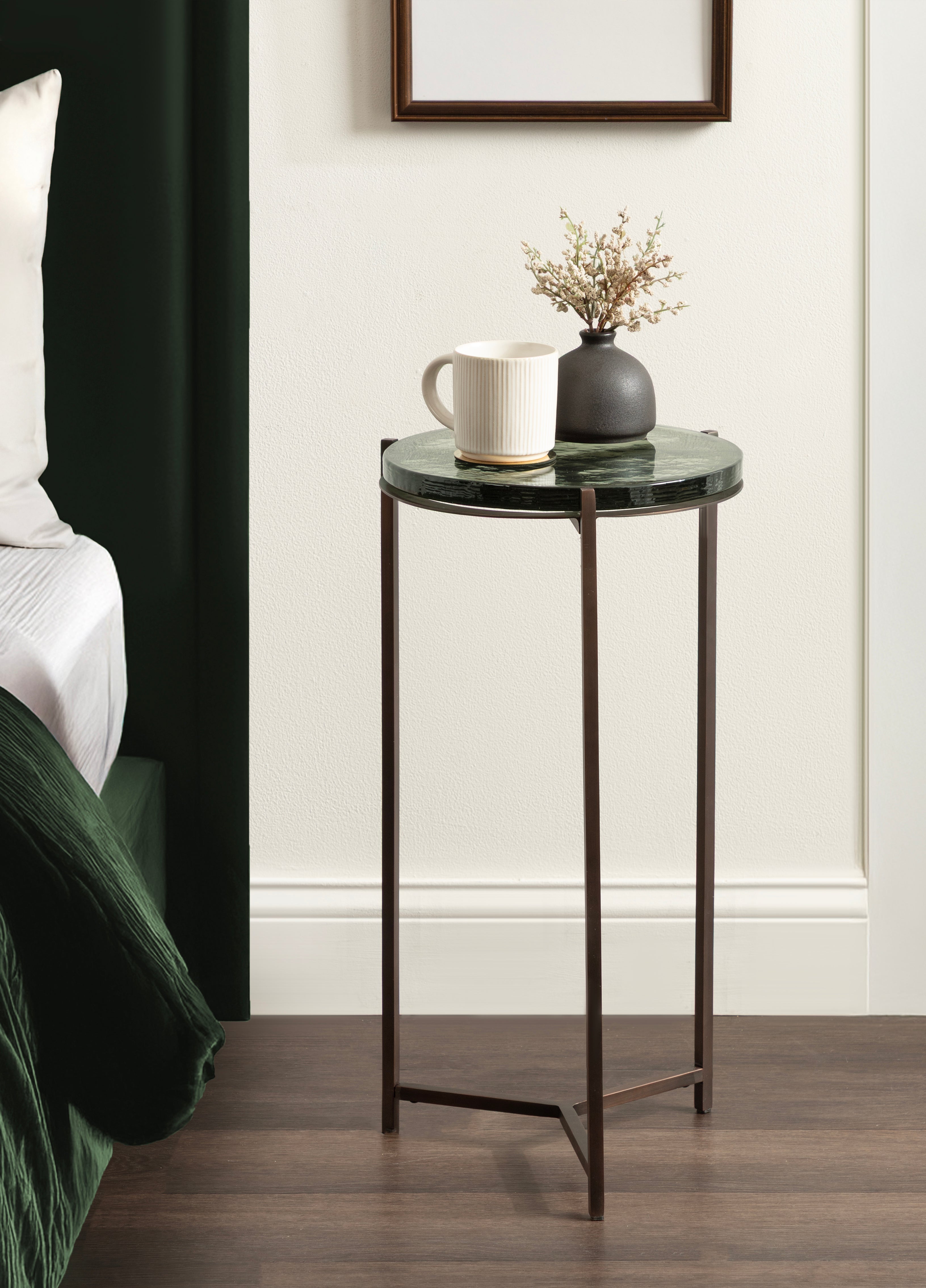 Side Table Green Bronze 13x13x24 7