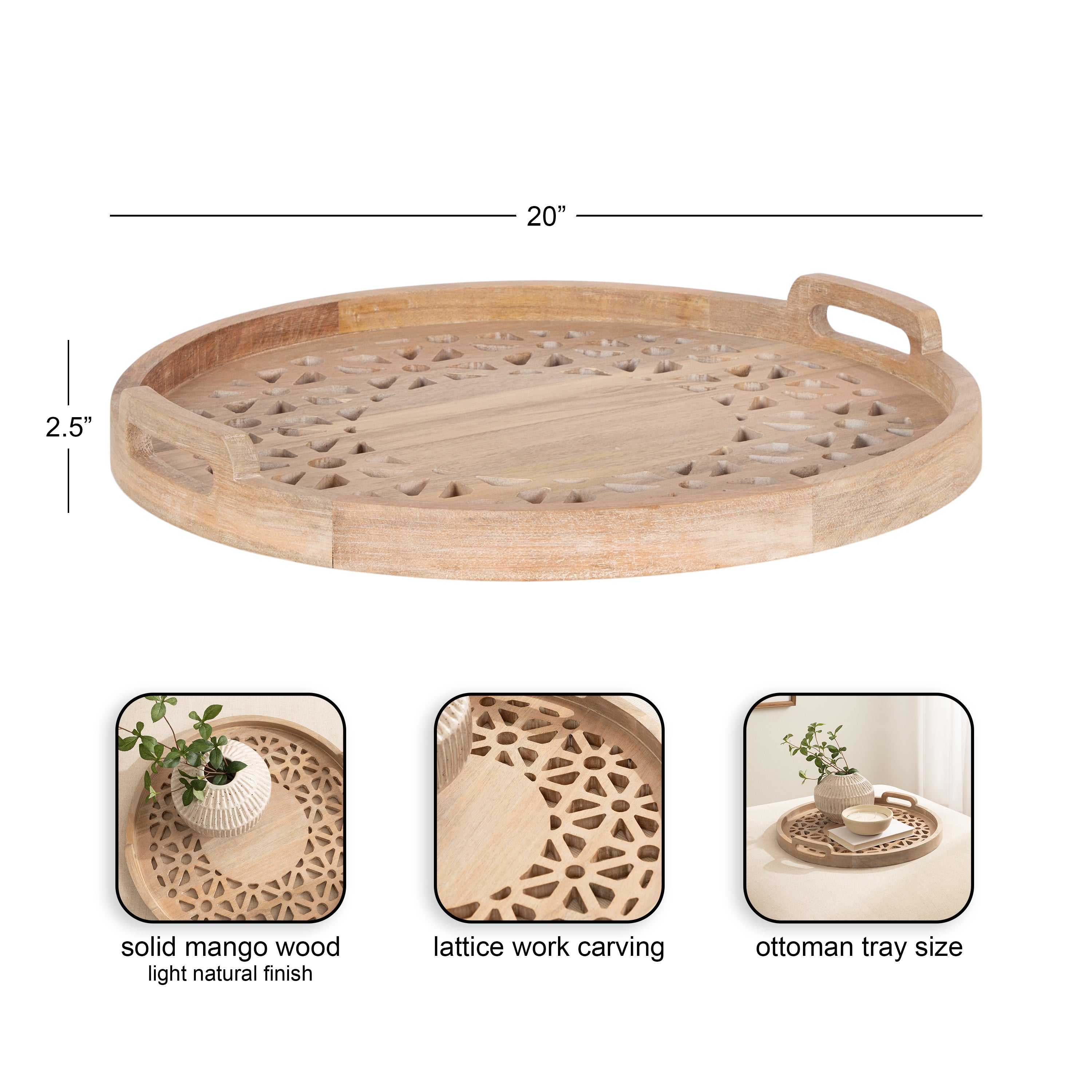 Single Tray 20" Diameter Natural 2