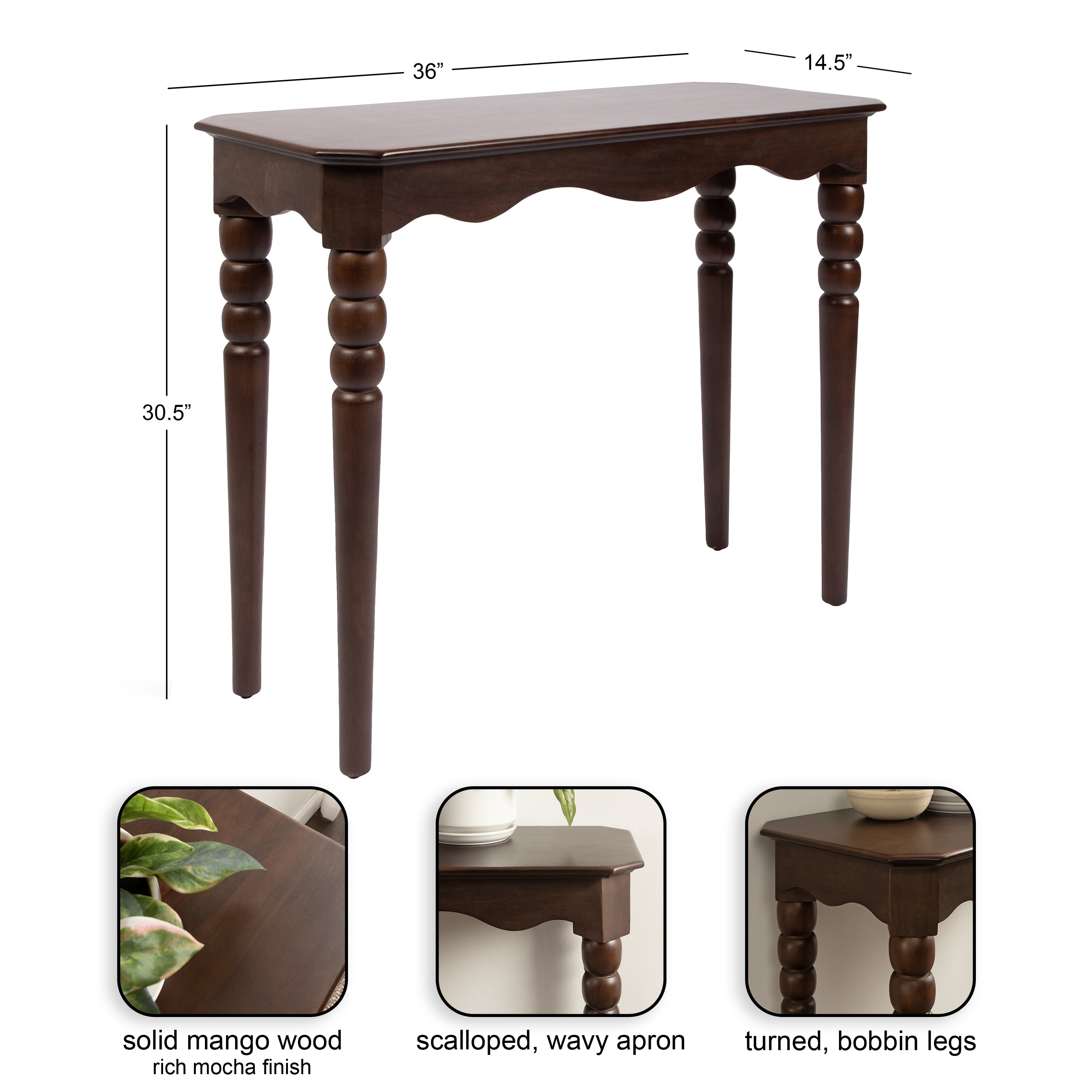 Console Table 36x15x31 White Dark Brown 2
