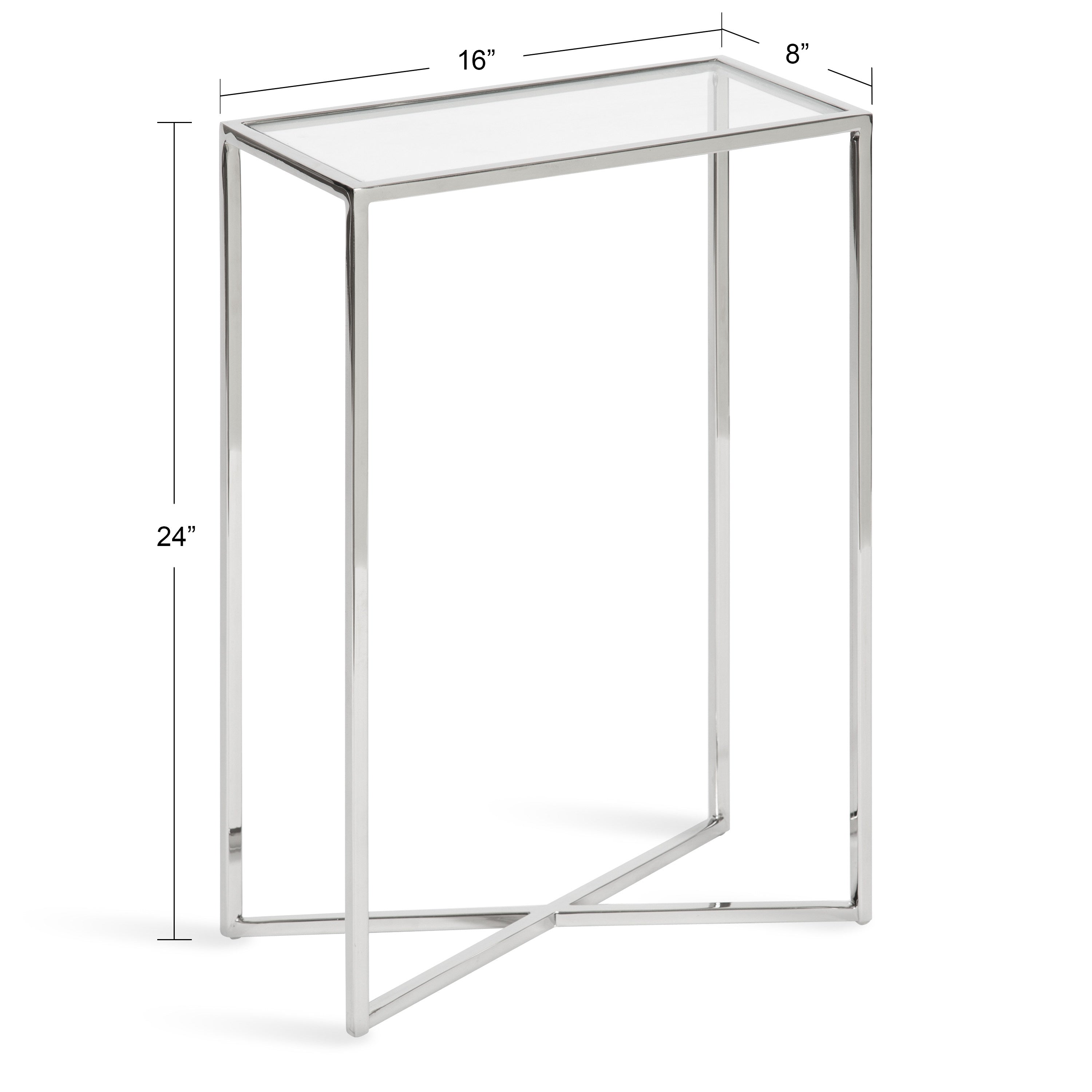 Side Table Clear Silver 16x8x24 2