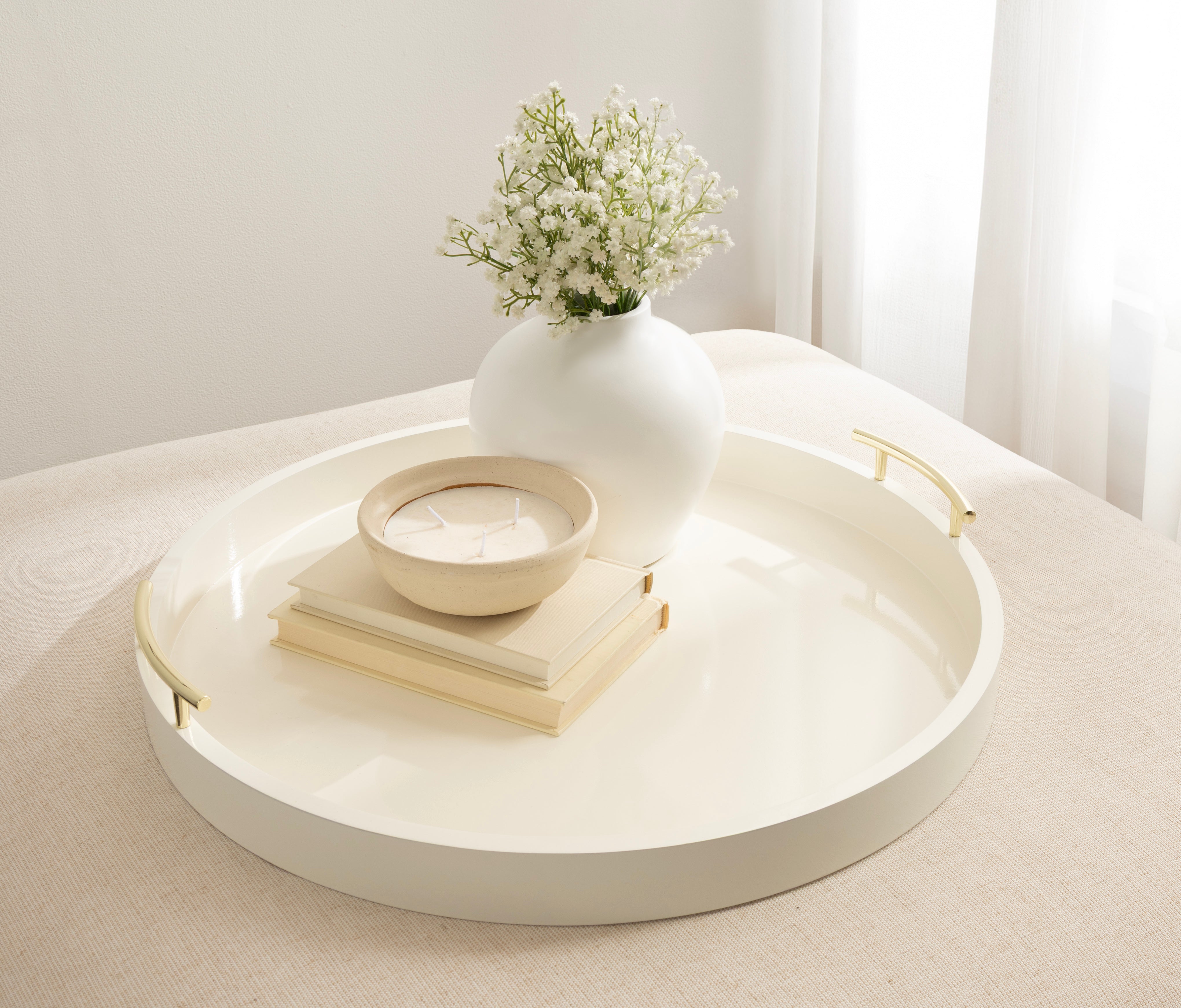 Single Tray 22" Diameter Ivory Gold 7