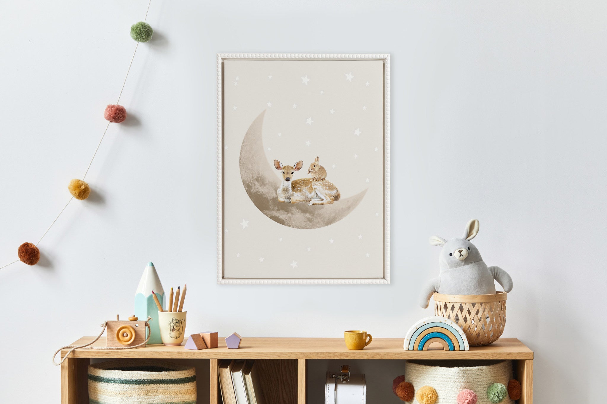 Sylvie Beaded On the Moon Framed Canvas by July Art Prints