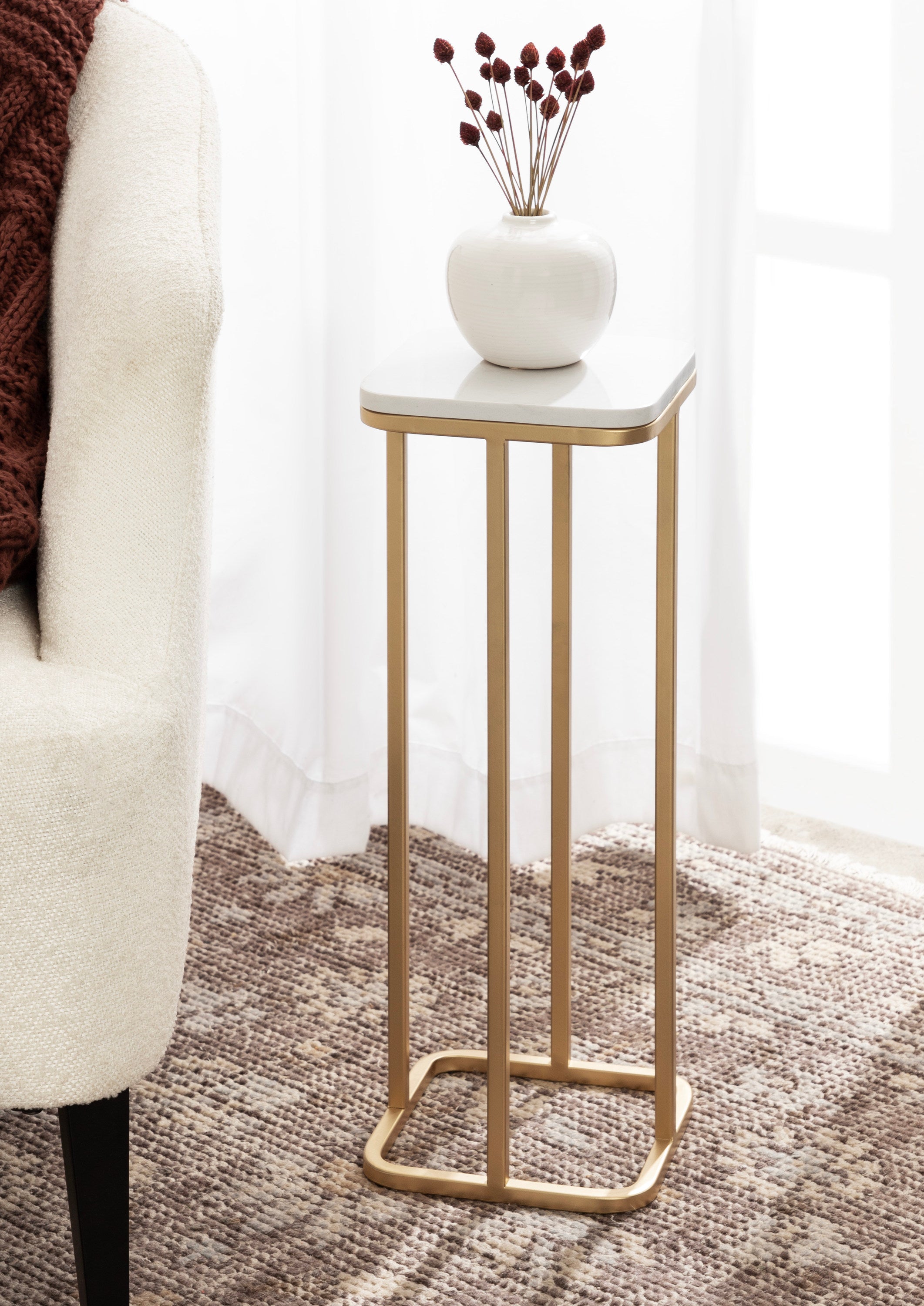Credele Marble and Metal Drink Table