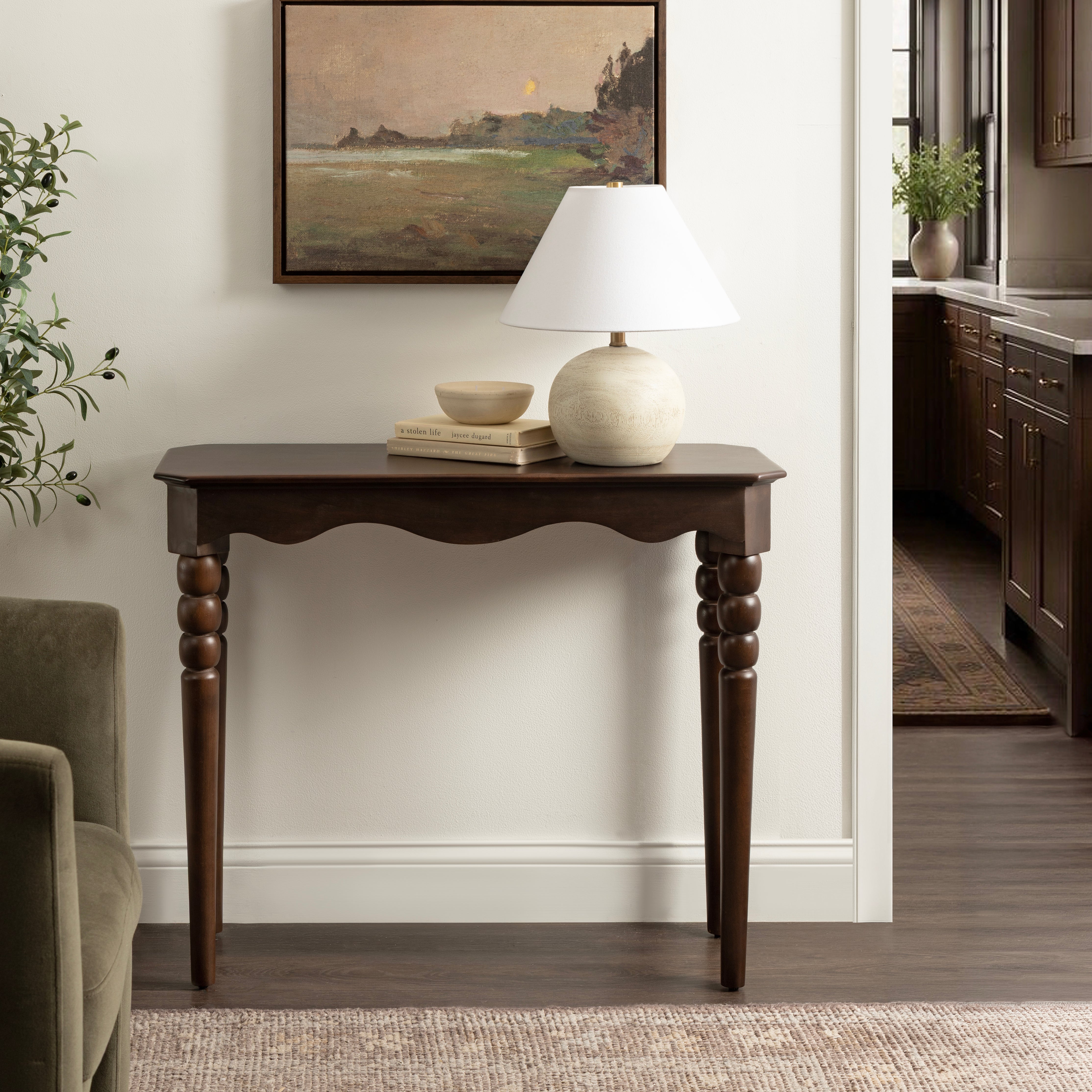 Console Table 36x15x31 White Dark Brown 6