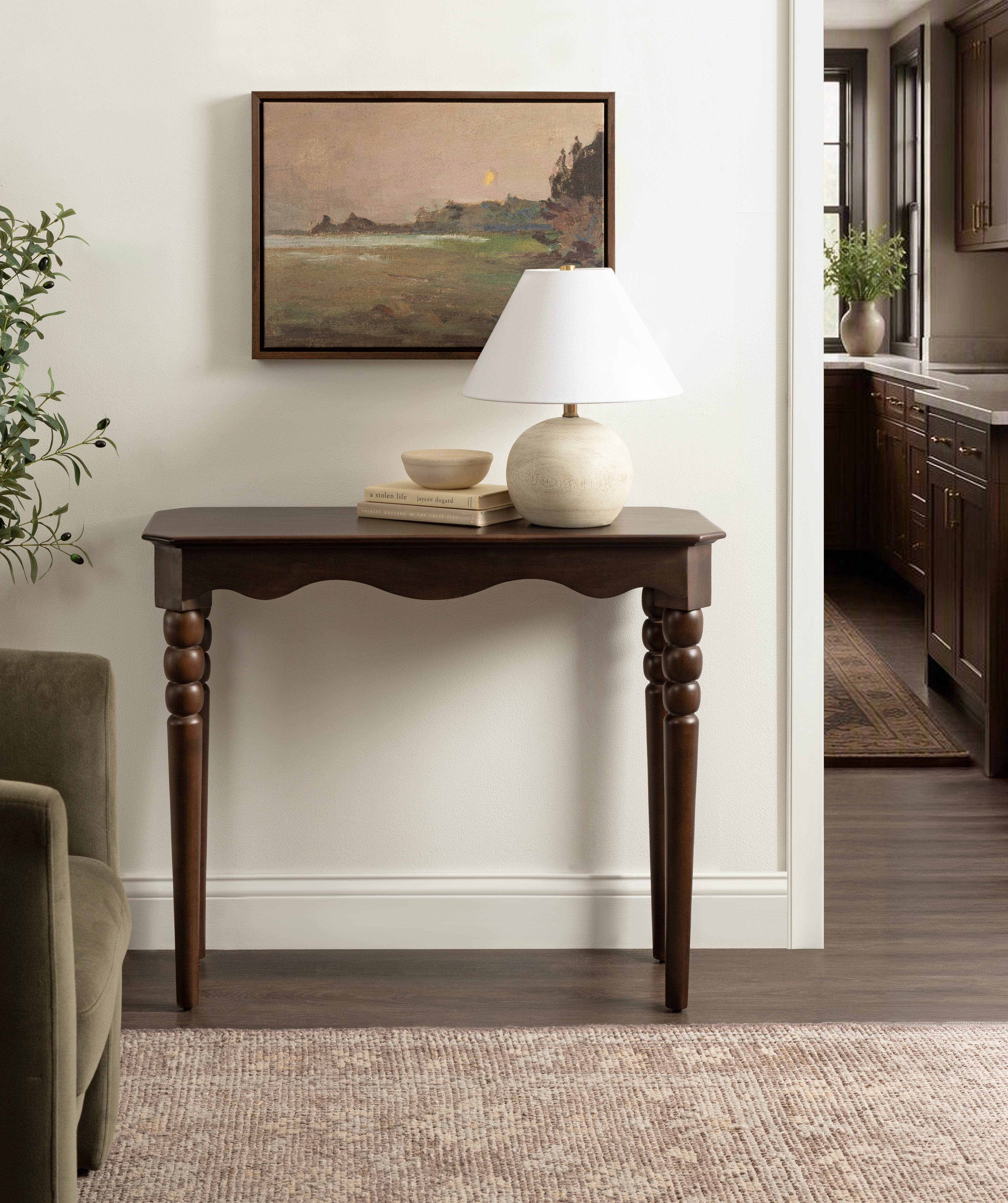 Console Table 36x15x31 White Dark Brown 6
