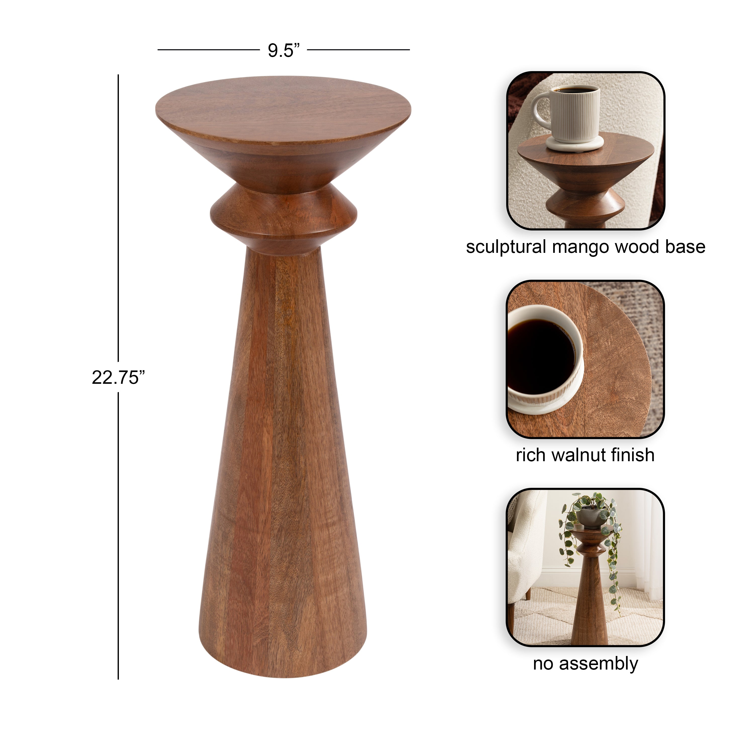 Drink Table Walnut Brown 10x10x23 2