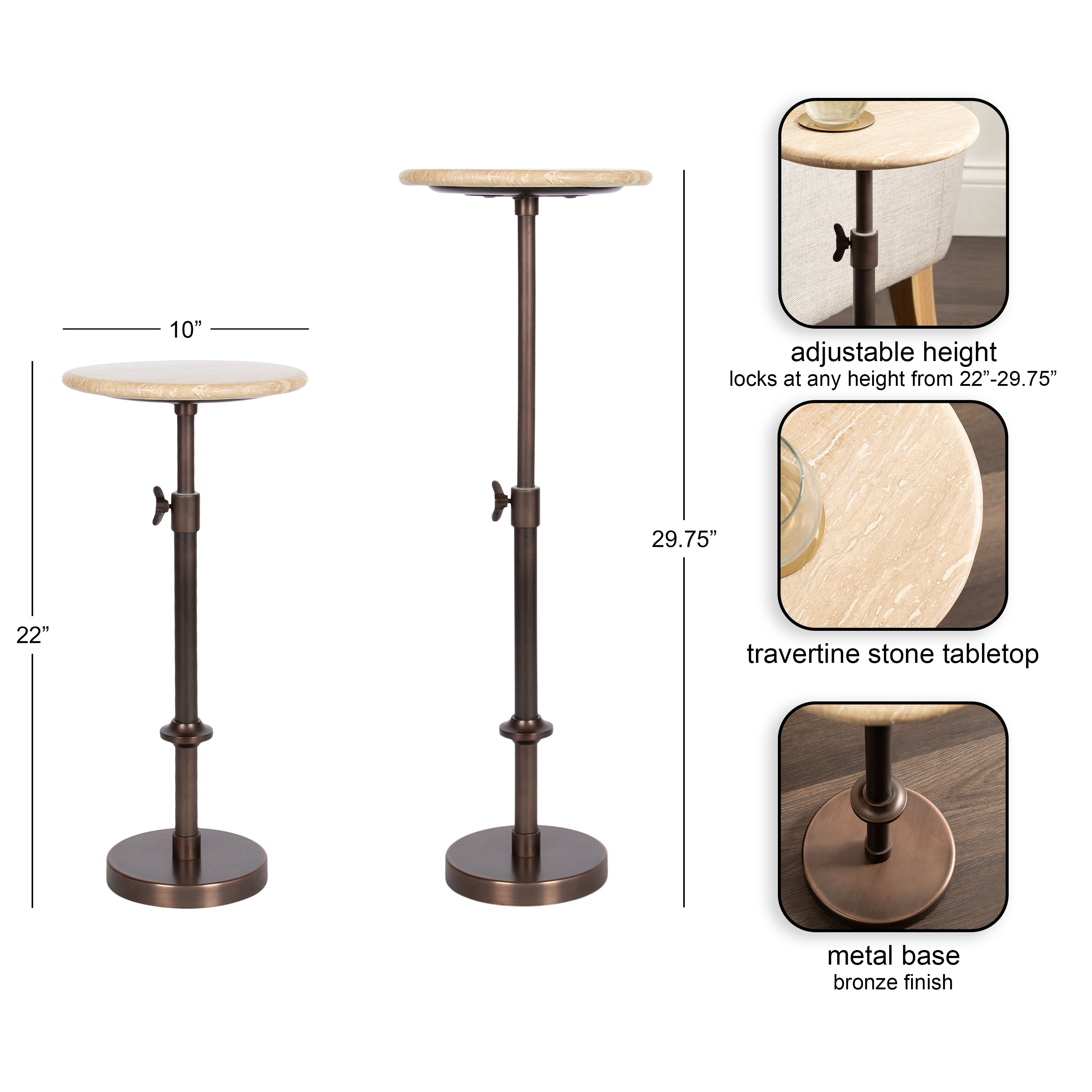 Drink Table 10x10x30 Cream Bronze 2