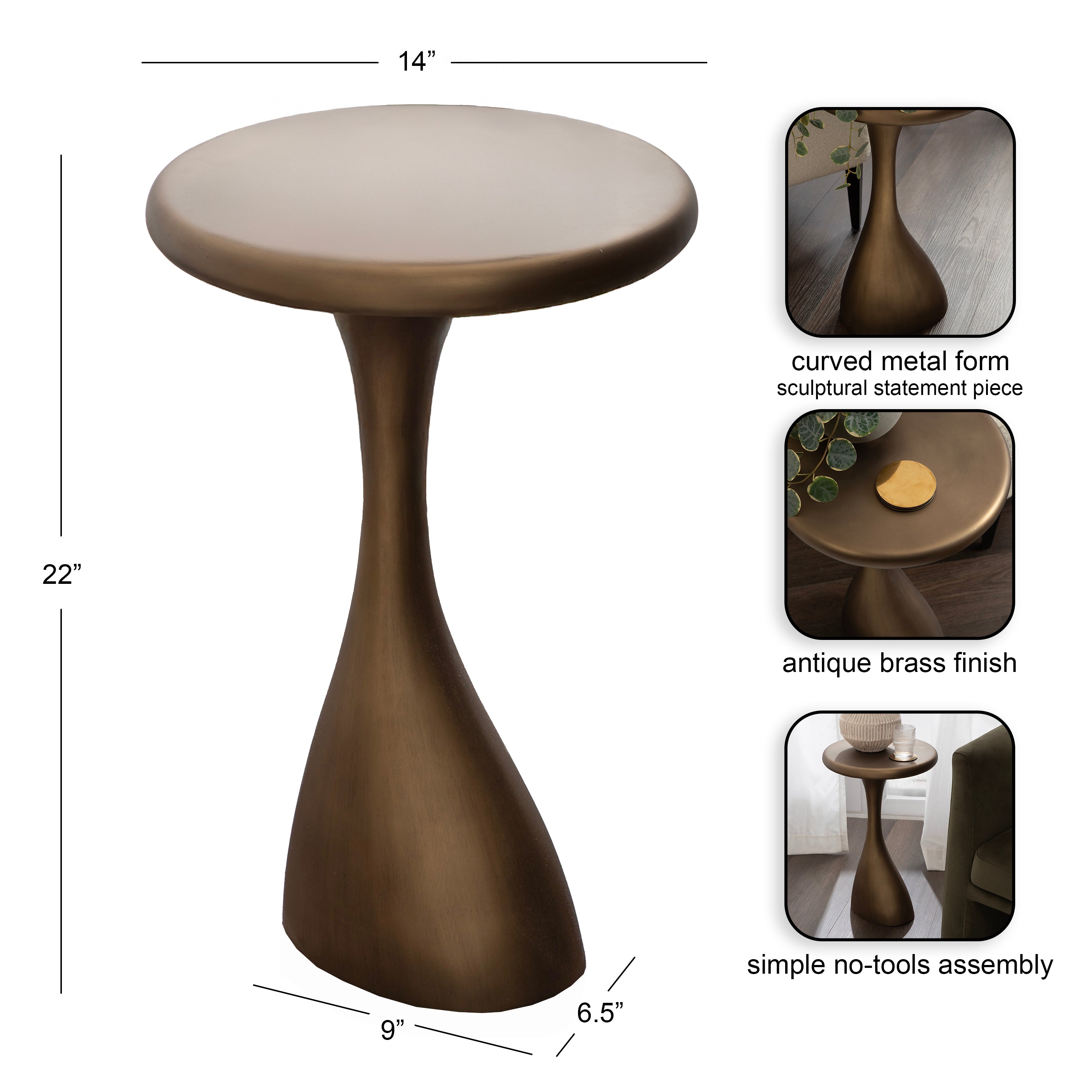 Side Table 14x14x22 Gold 2