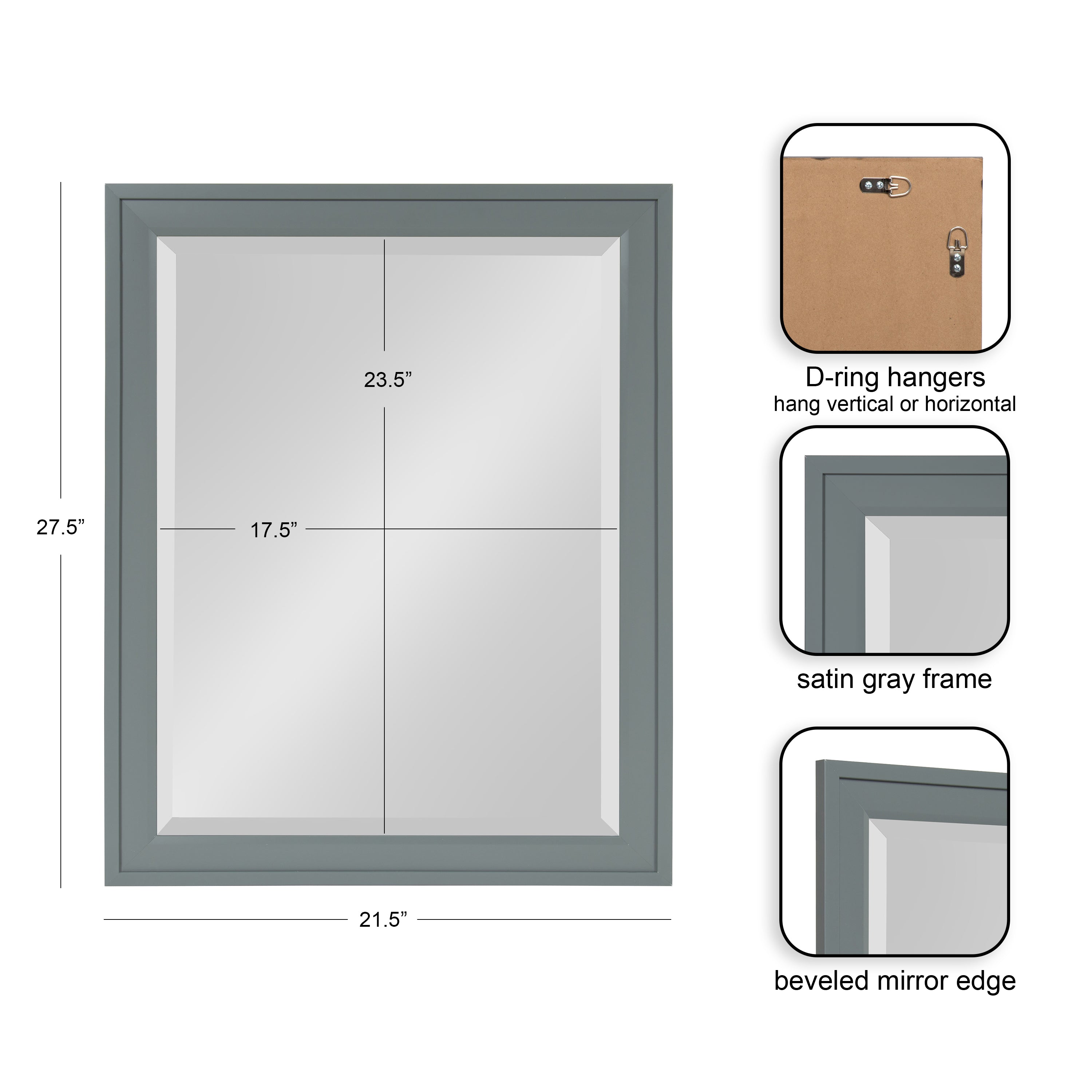 Rectangle Mirror Gray 21.5x27.5 2