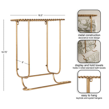 Towel Rack Gold 17x9x19 2