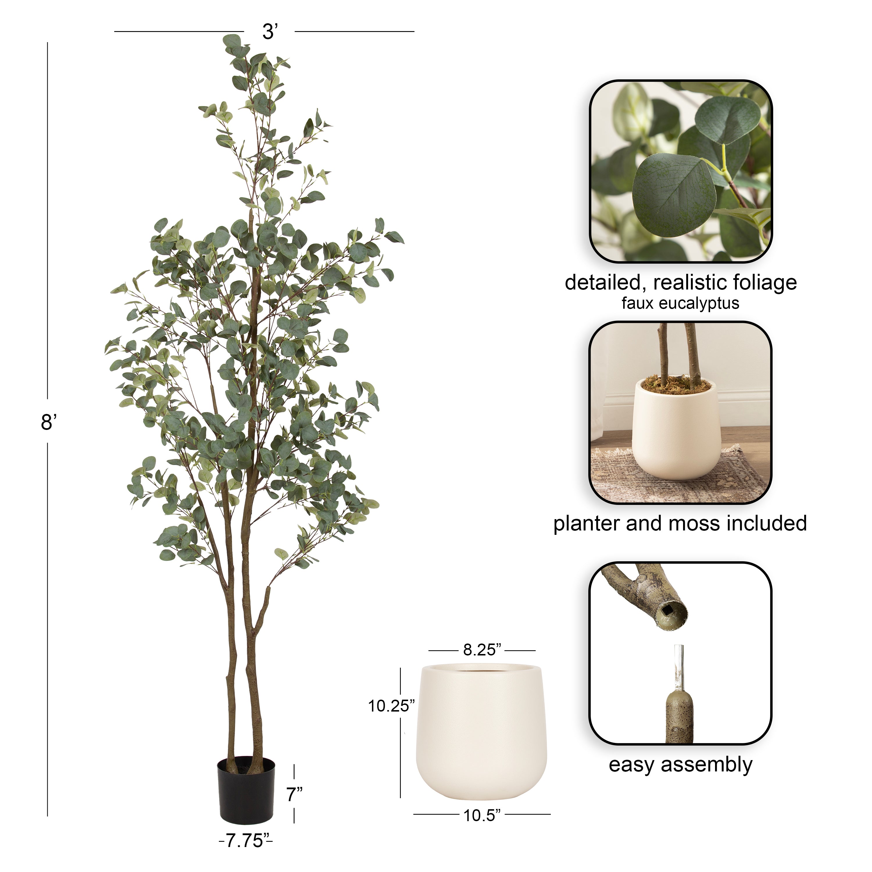 Faux Tree Cream 8' 2