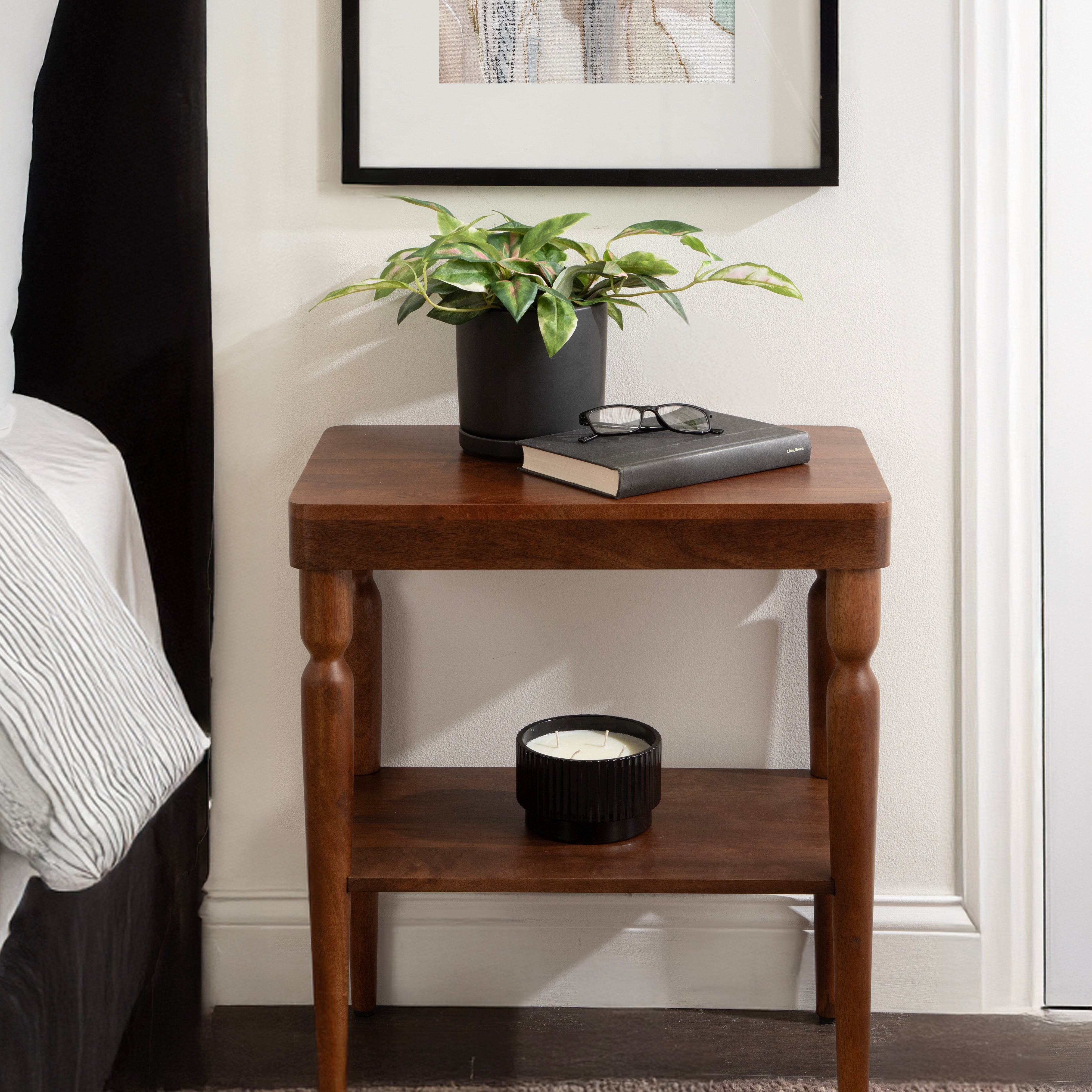 Side Table 22x14x26 Walnut Brown 7