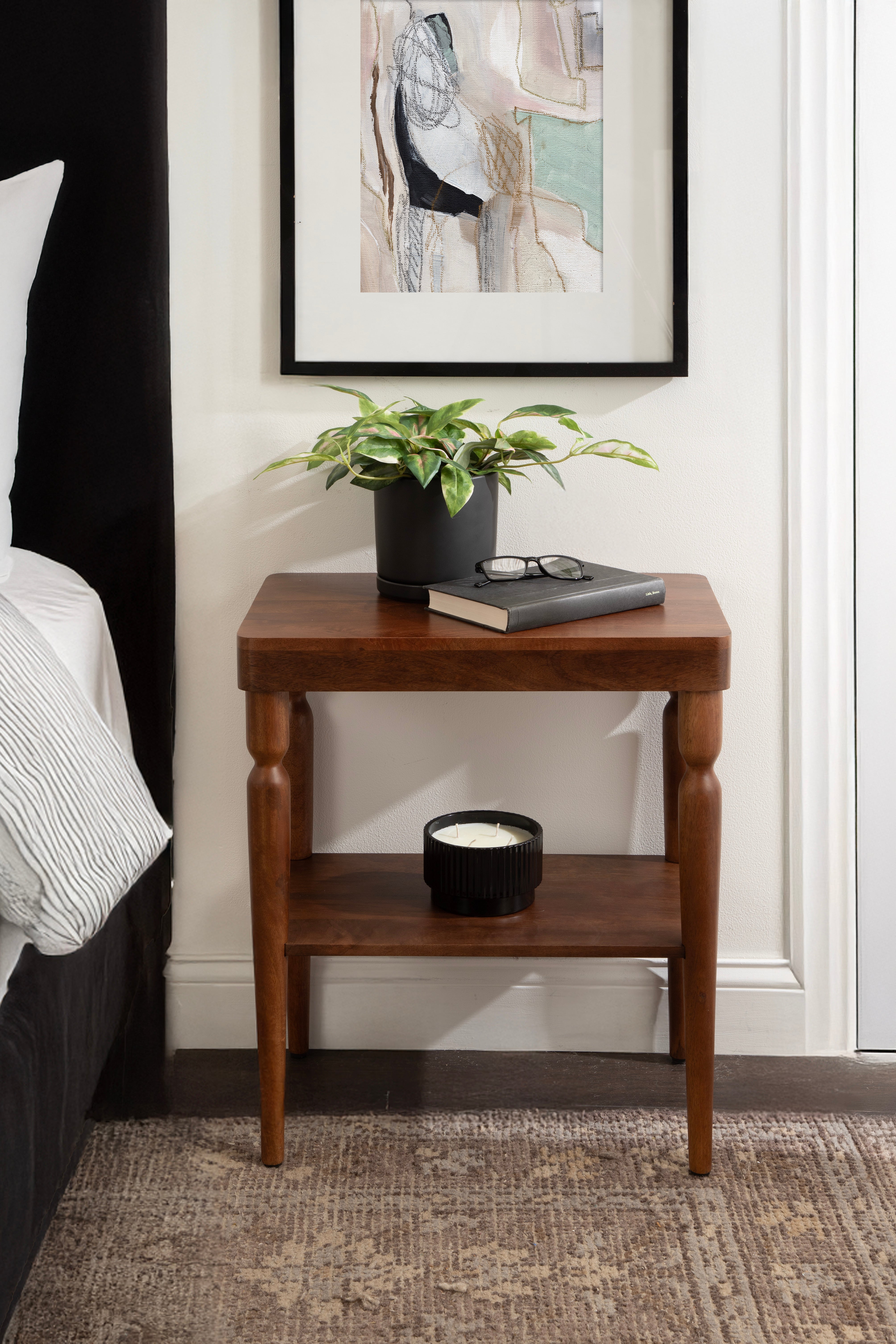 Side Table 22x14x26 Walnut Brown 7