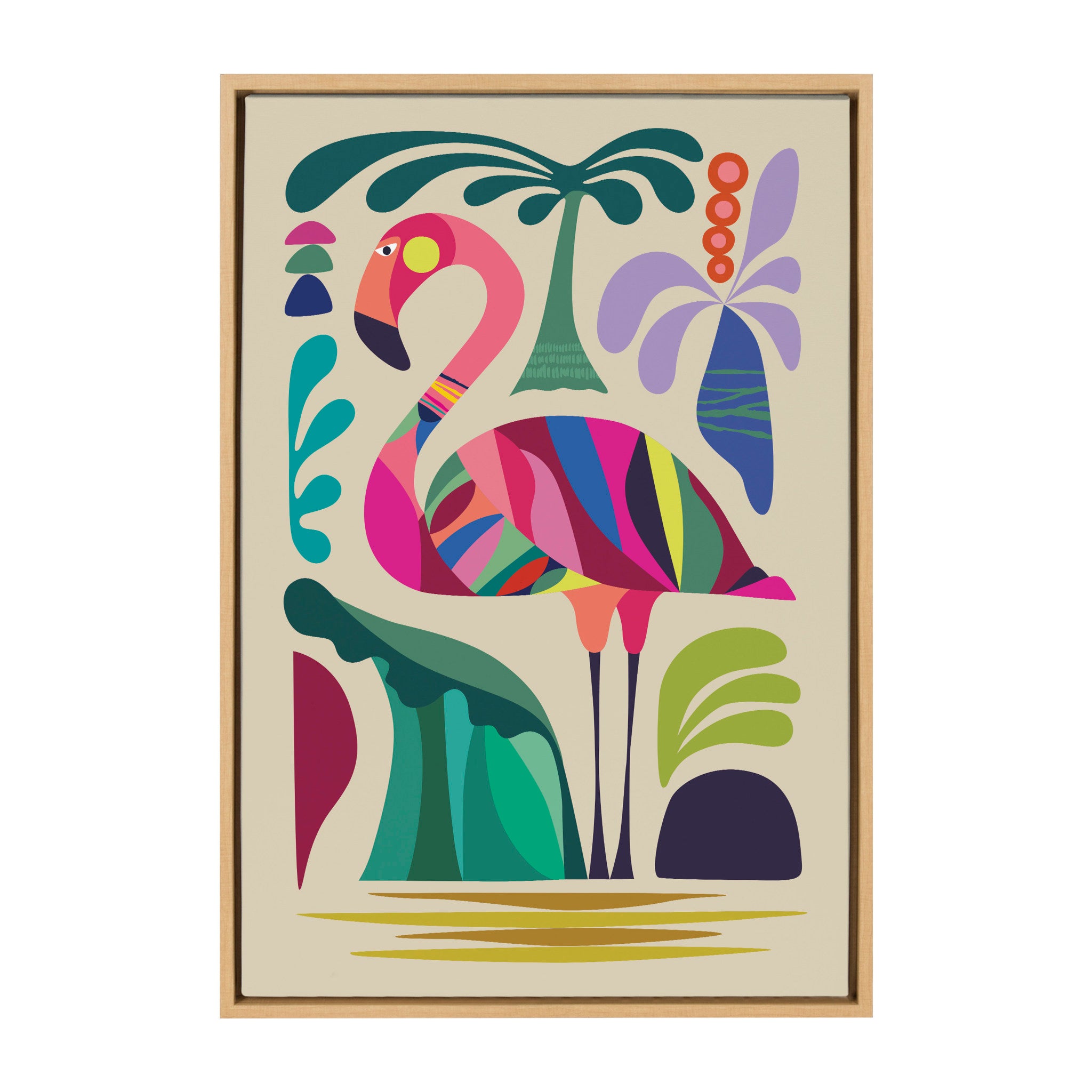 Sylvie MCM Flamingo Framed Canvas by Rachel Lee