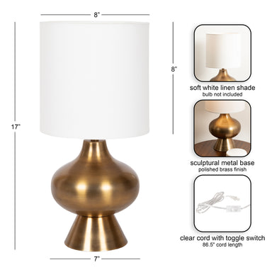 Tabletop Lamp Gold 8x8x17 2