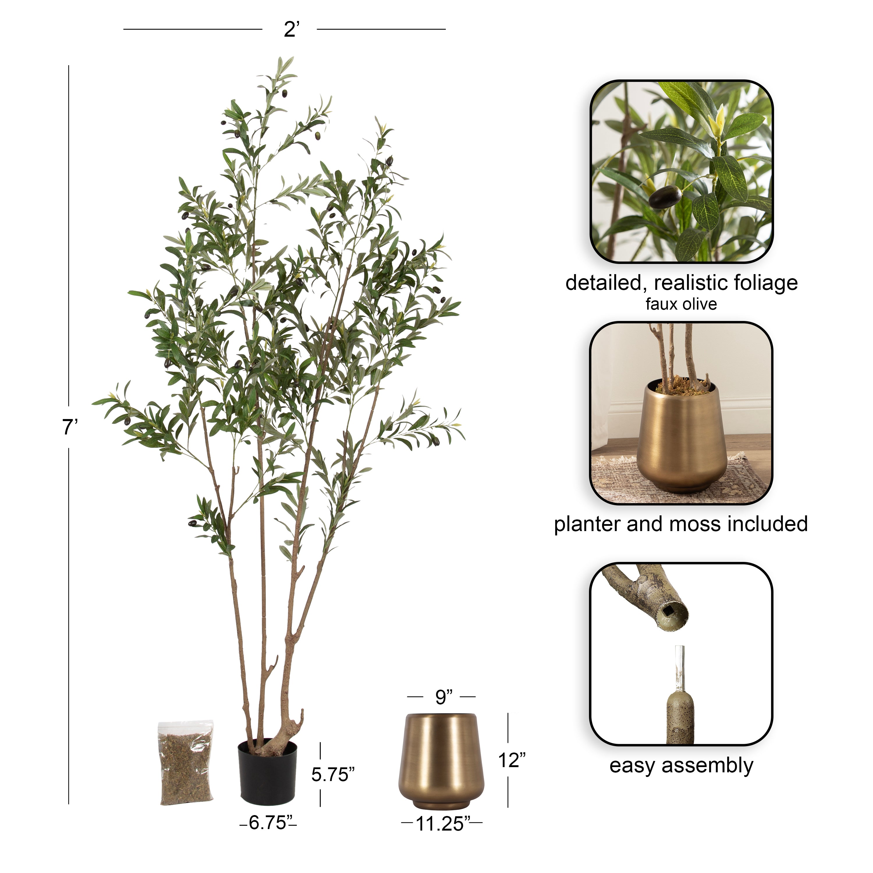 Faux Tree 7' Gold 2