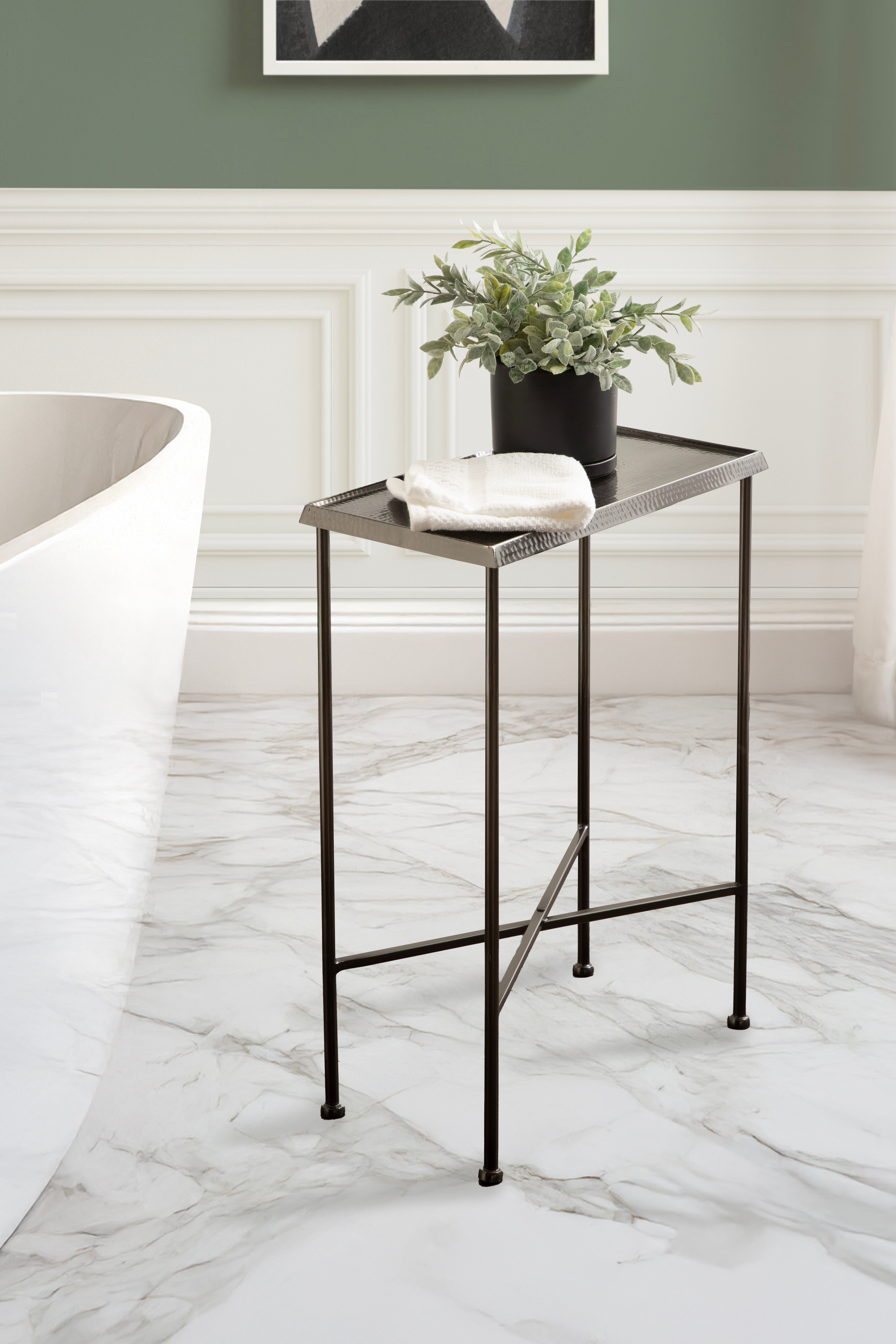 Side Table Pewter 17x9x24 7
