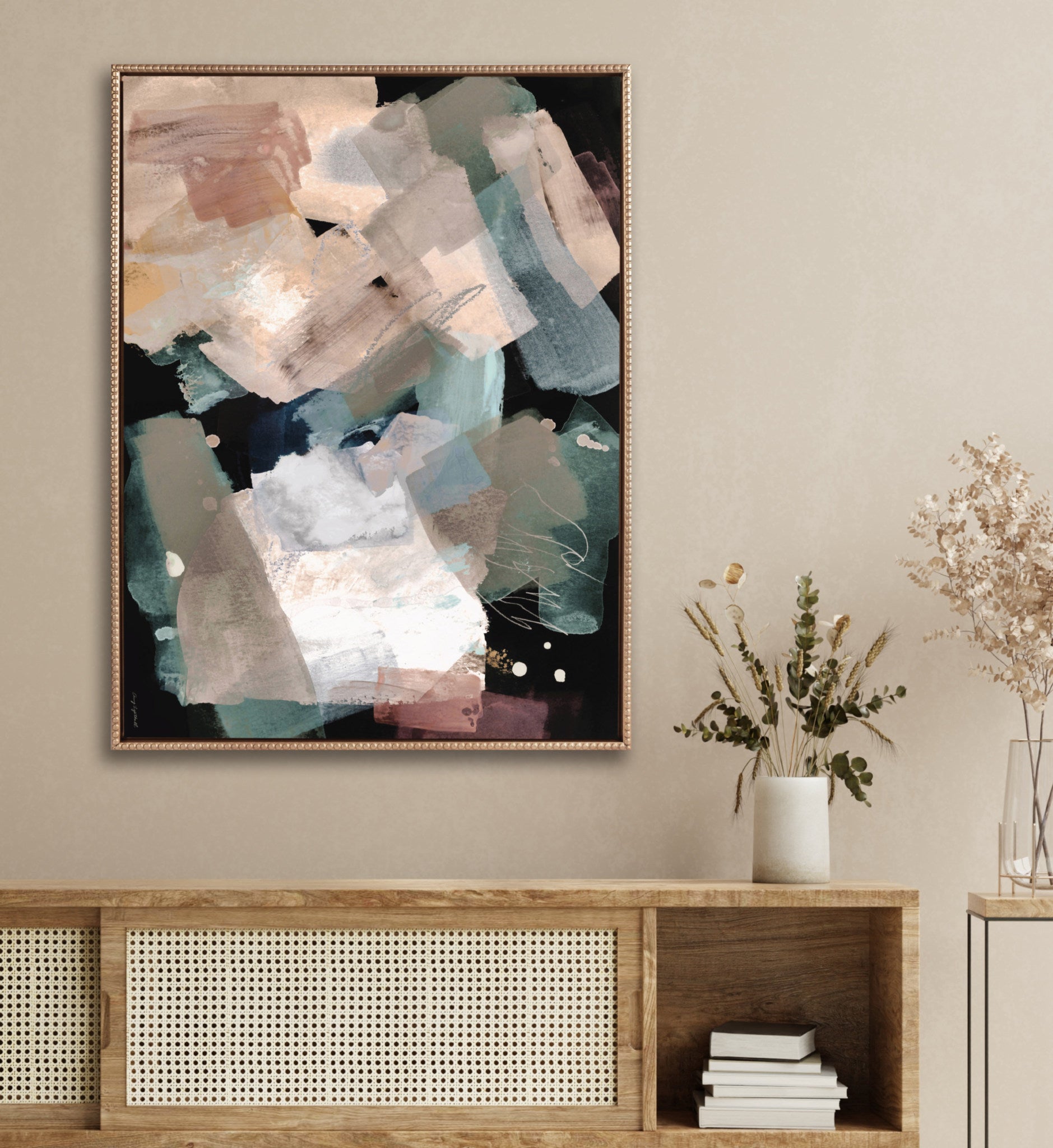 Sylvie Beaded Nebula Abstract Framed Canvas by Amy Lighthall