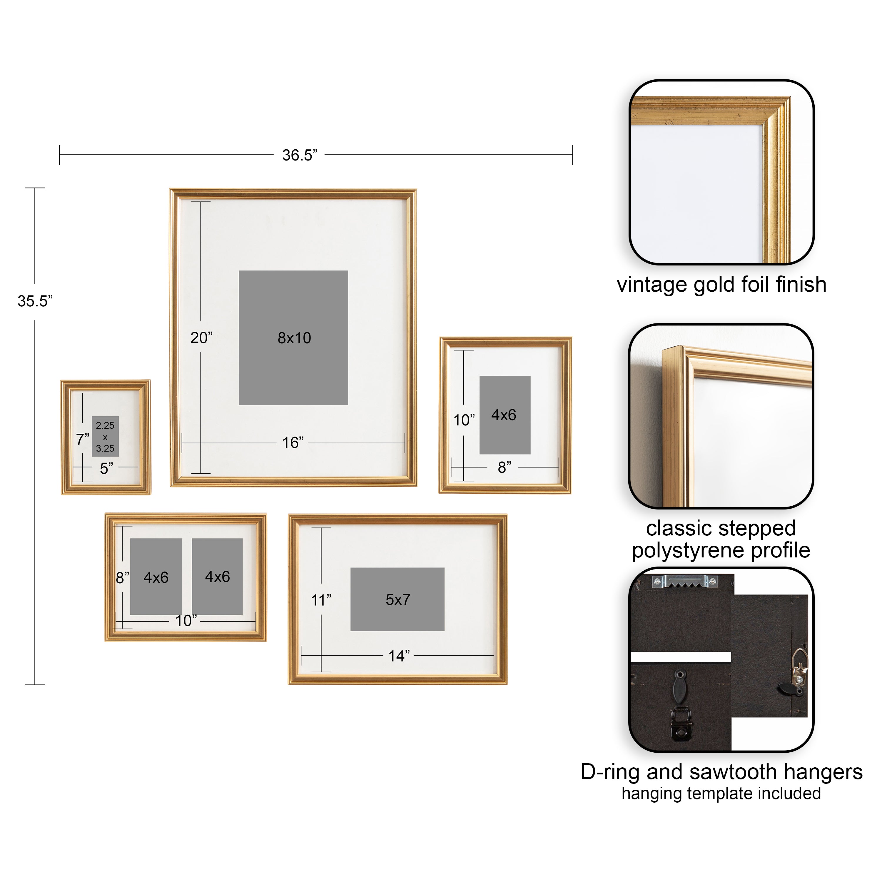 Frame Box Set Gold 5 Piece 2