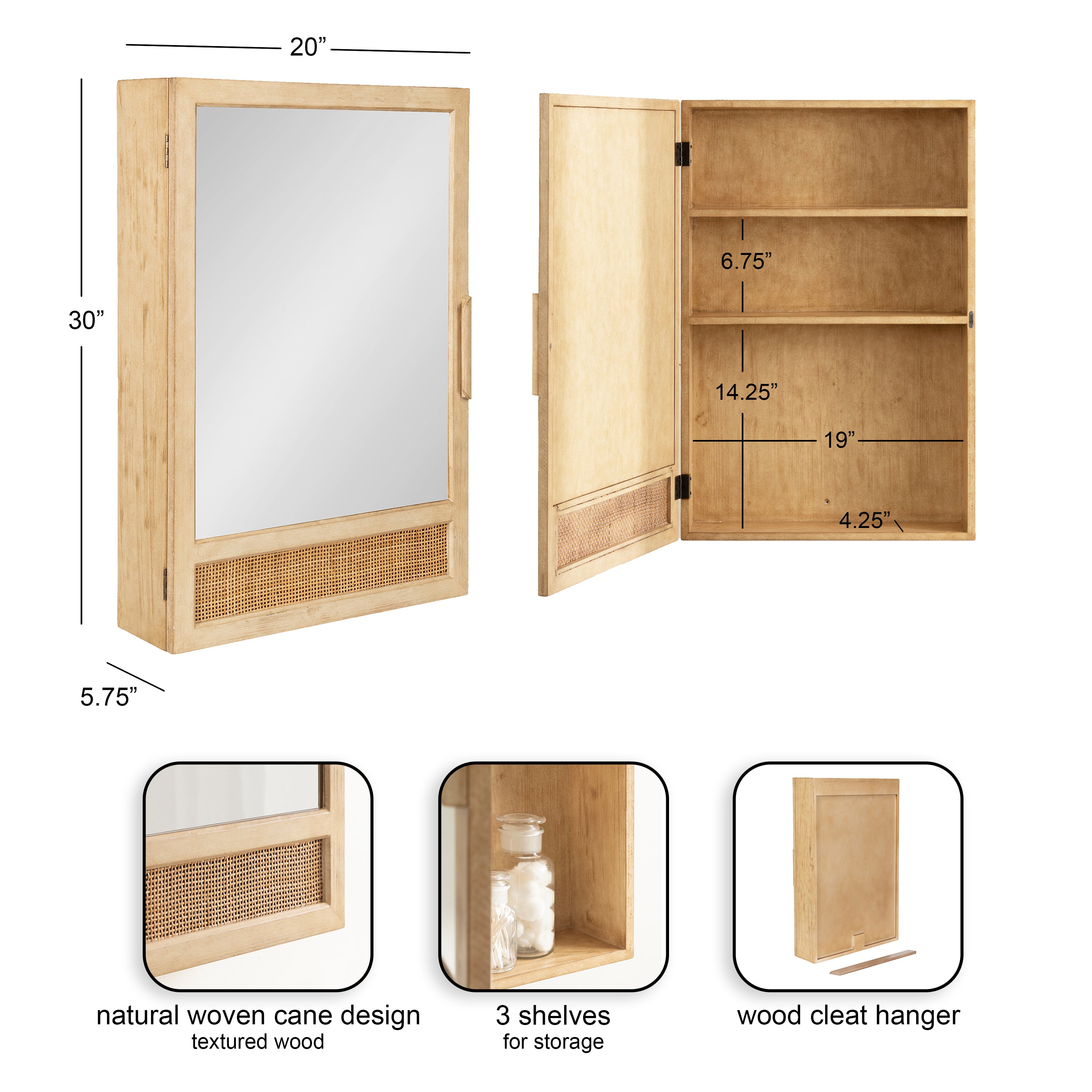 Ori Rattan Mirror Vanity Cabinet
